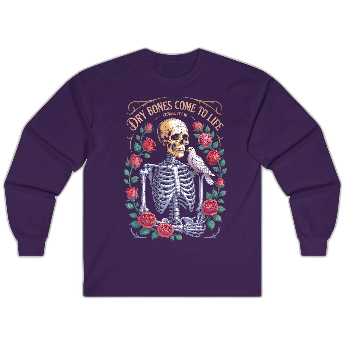 Dry Bones Come To Life Skull Long Sleeve in Purple