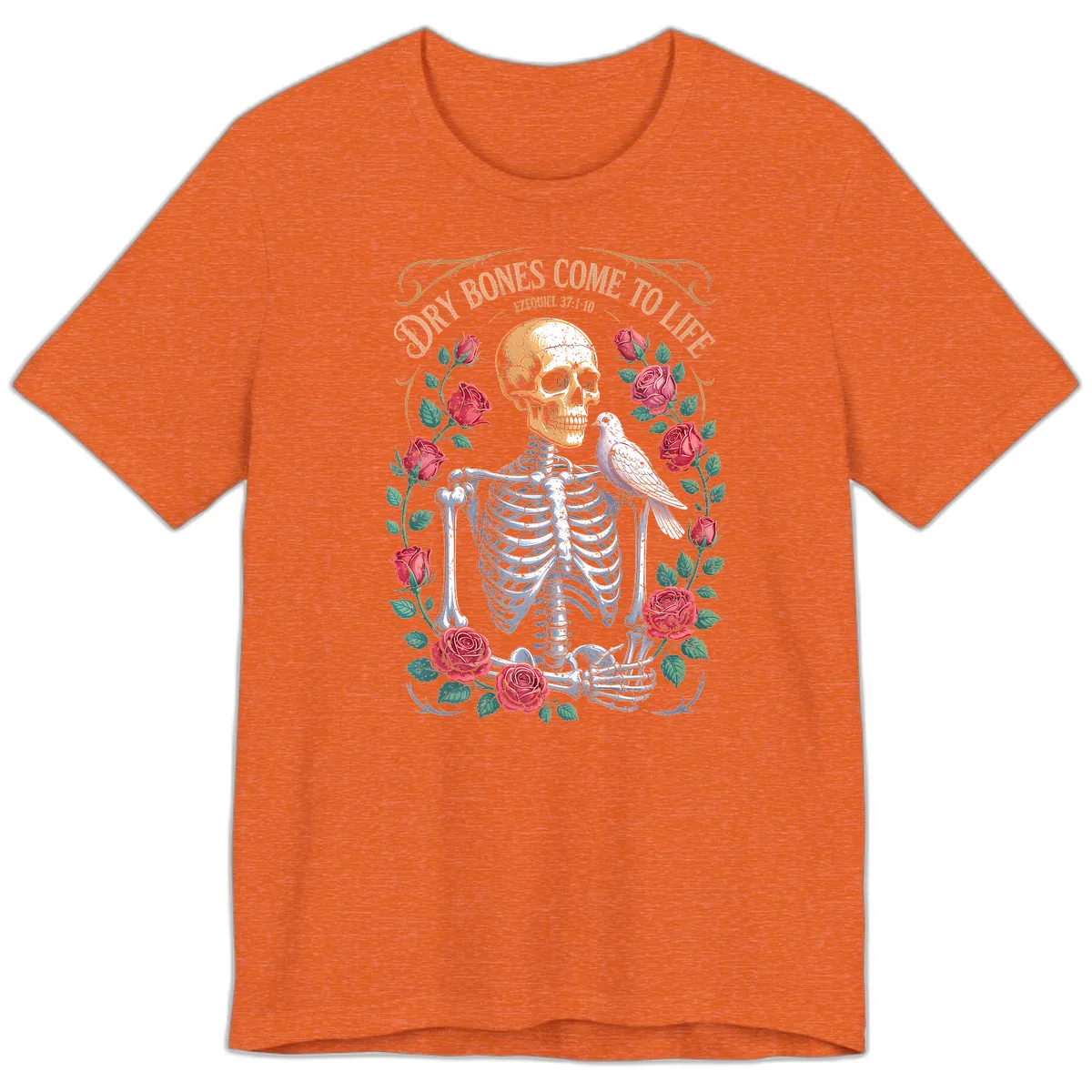 Dry Bones Come To Life Skull Premium T-Shirt in Heather Orange