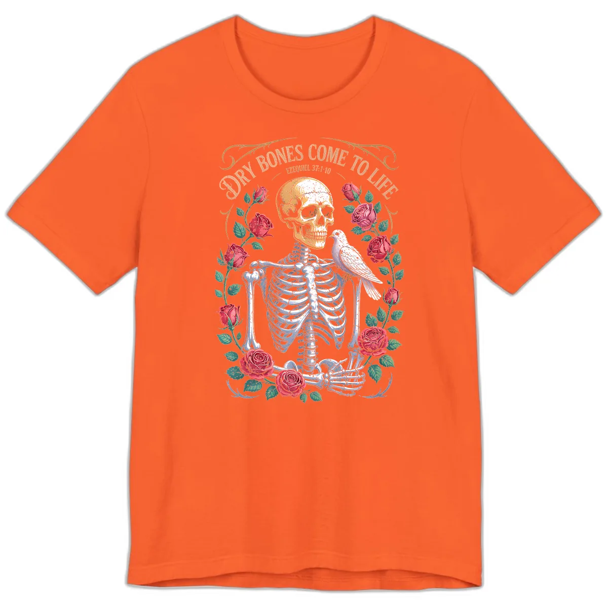 Dry Bones Come To Life Skull Premium T-Shirt in Orange