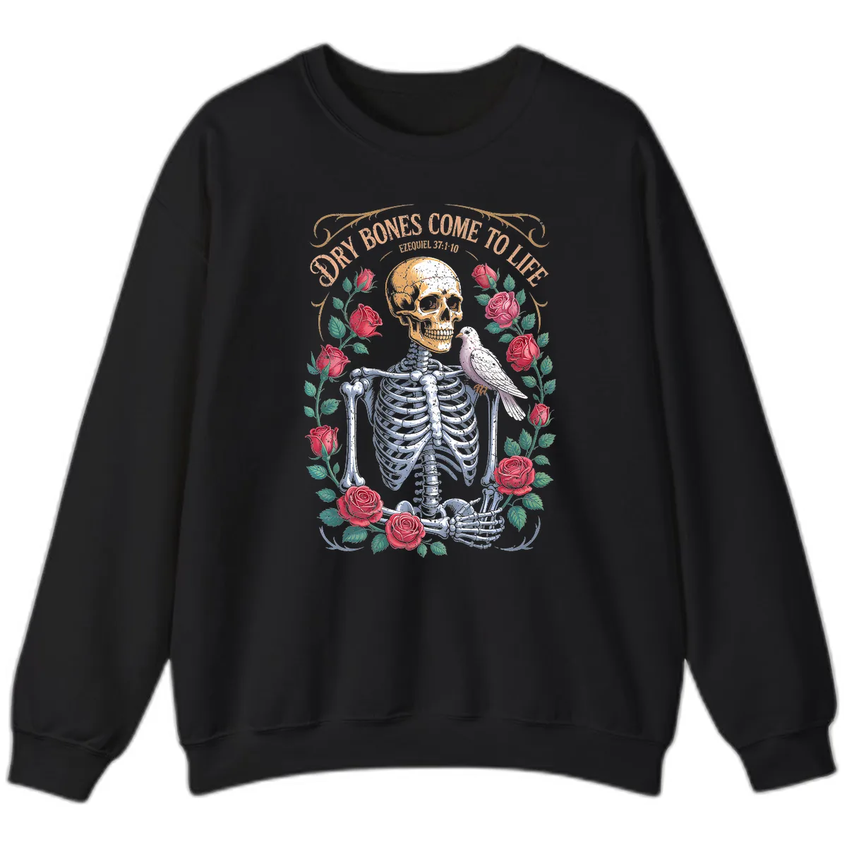 Dry Bones Come To Life Skull Sweatshirt in Black