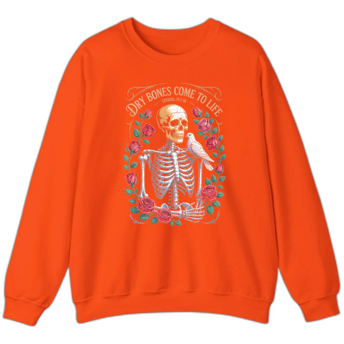 Dry Bones Come To Life Skull Sweatshirt in Orange
