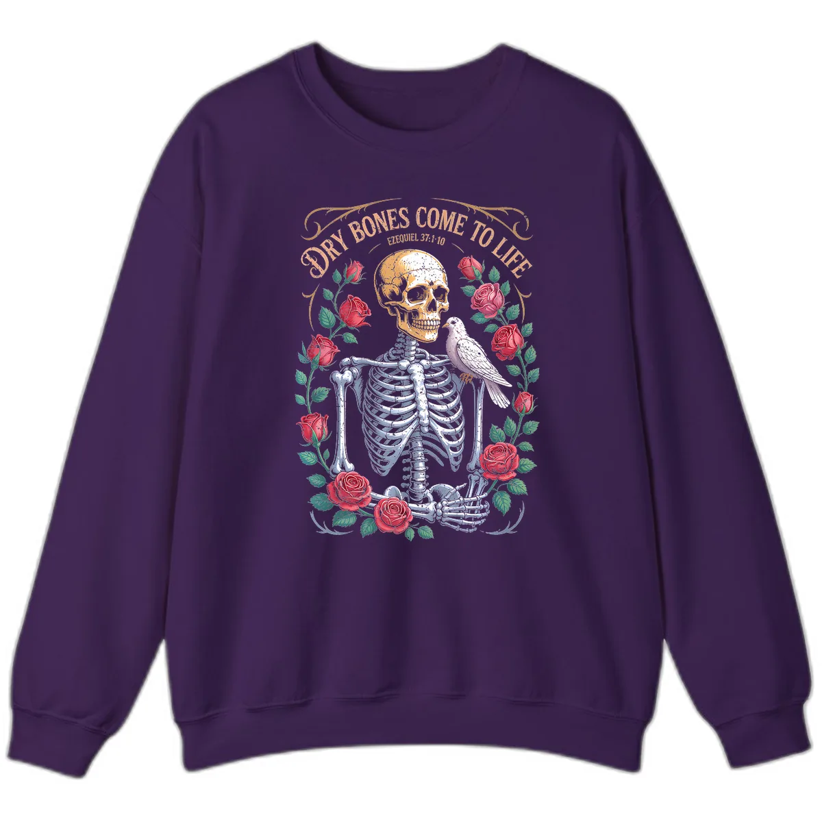 Dry Bones Come To Life Skull Sweatshirt in Purple