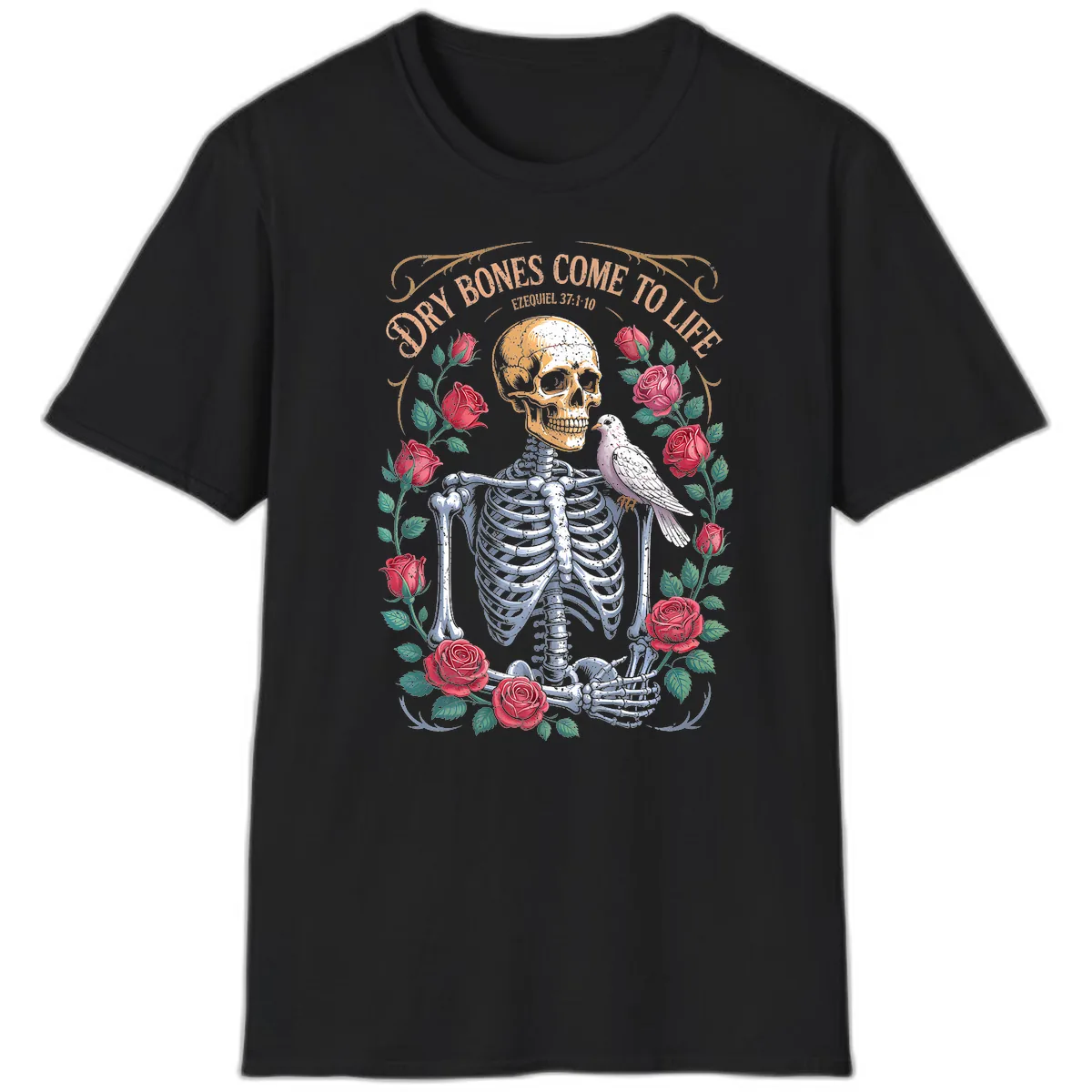 Dry Bones Come To Life Skull T-Shirt in Black
