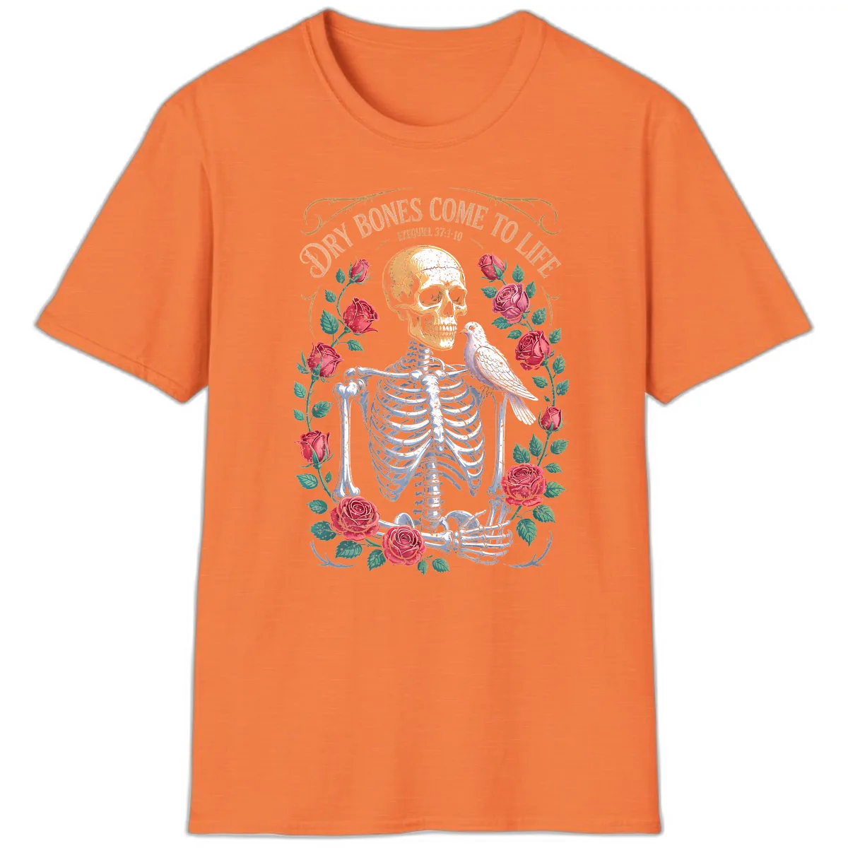 Dry Bones Come To Life Skull T-Shirt in Heather Orange