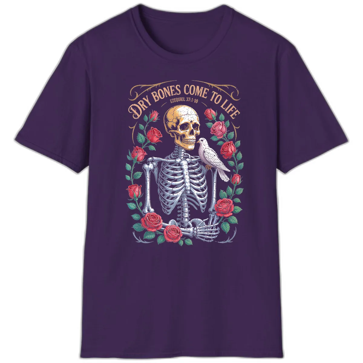 Dry Bones Come To Life Skull T-Shirt in Purple