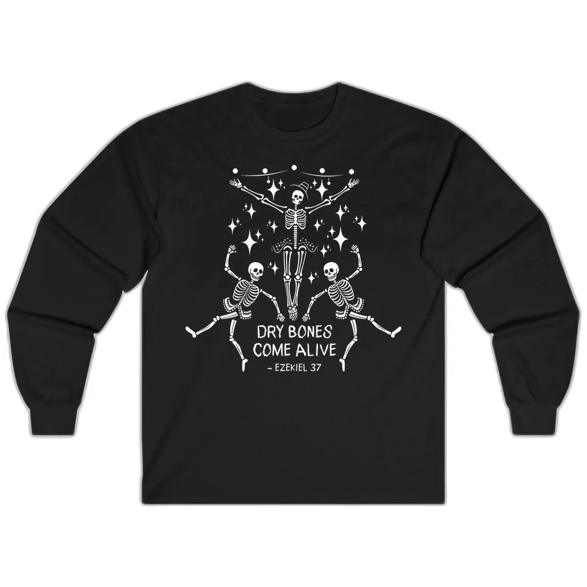 Dry Bones Come Alive Dancing Skeletons Long Sleeve in Black