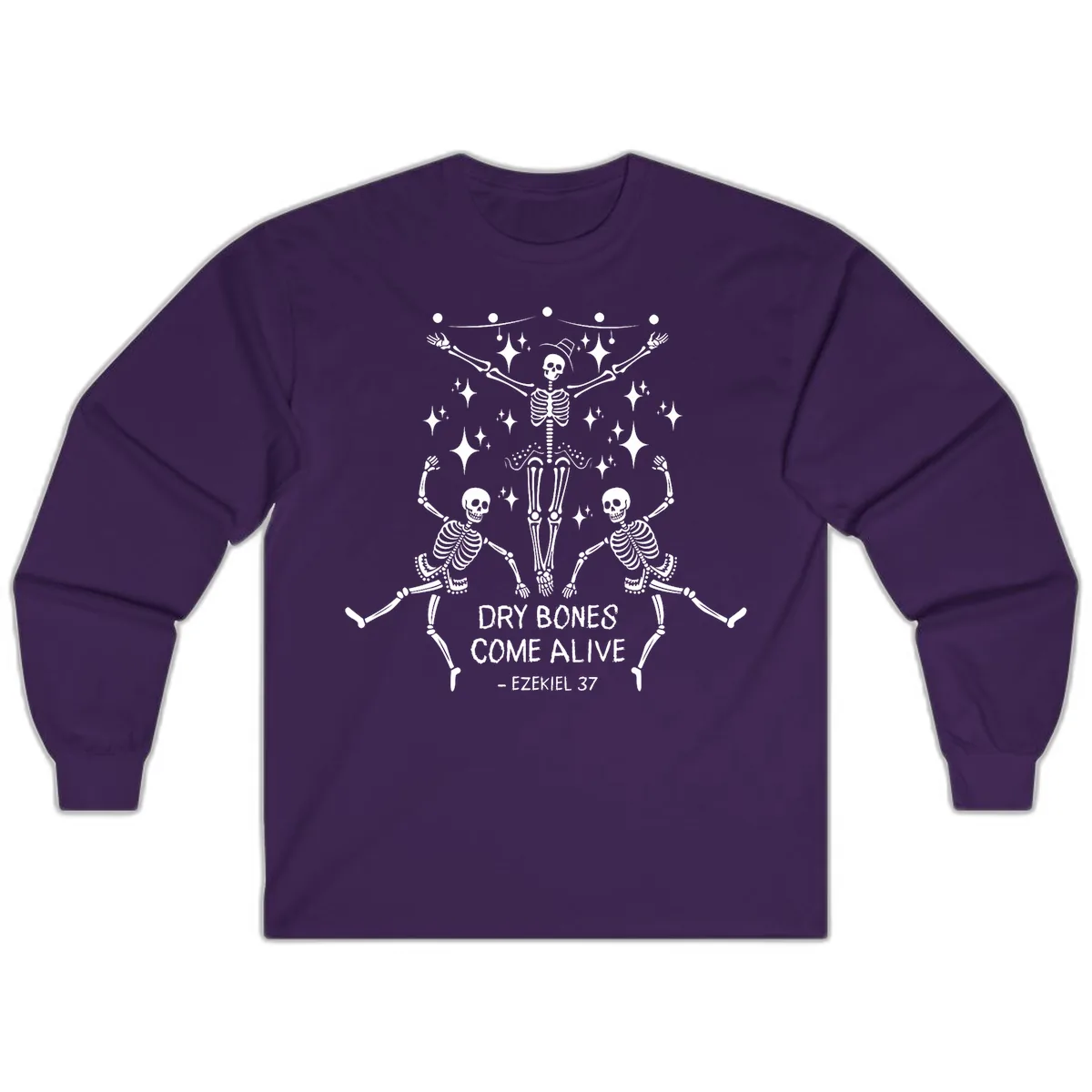 Dry Bones Come Alive Dancing Skeletons Long Sleeve in Purple