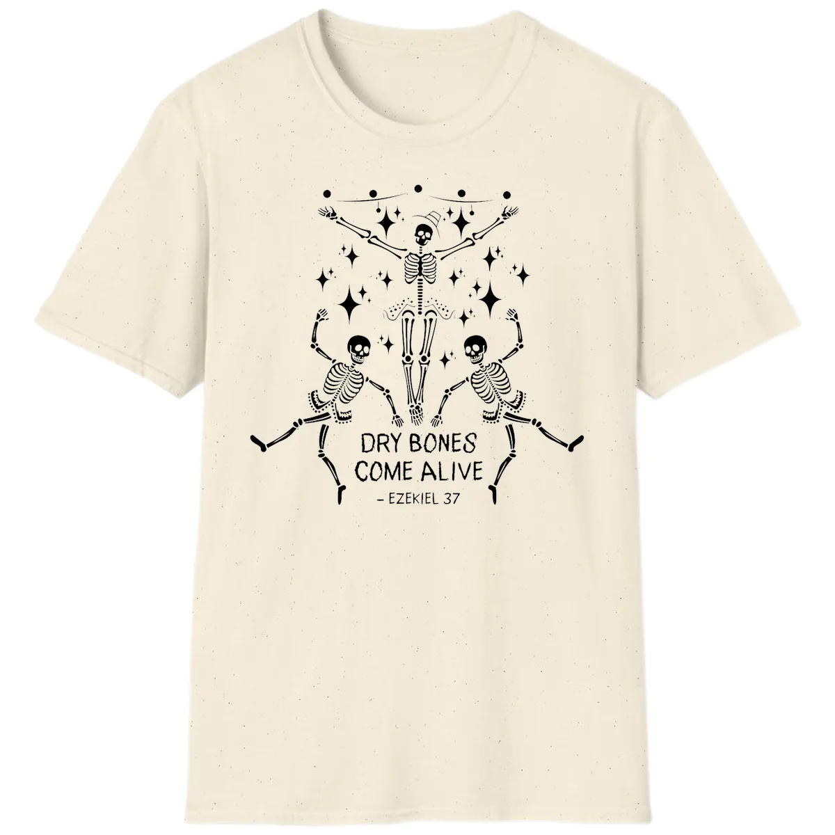 Dry Bones Come Alive Dancing Skeletons T-Shirt in Natural
