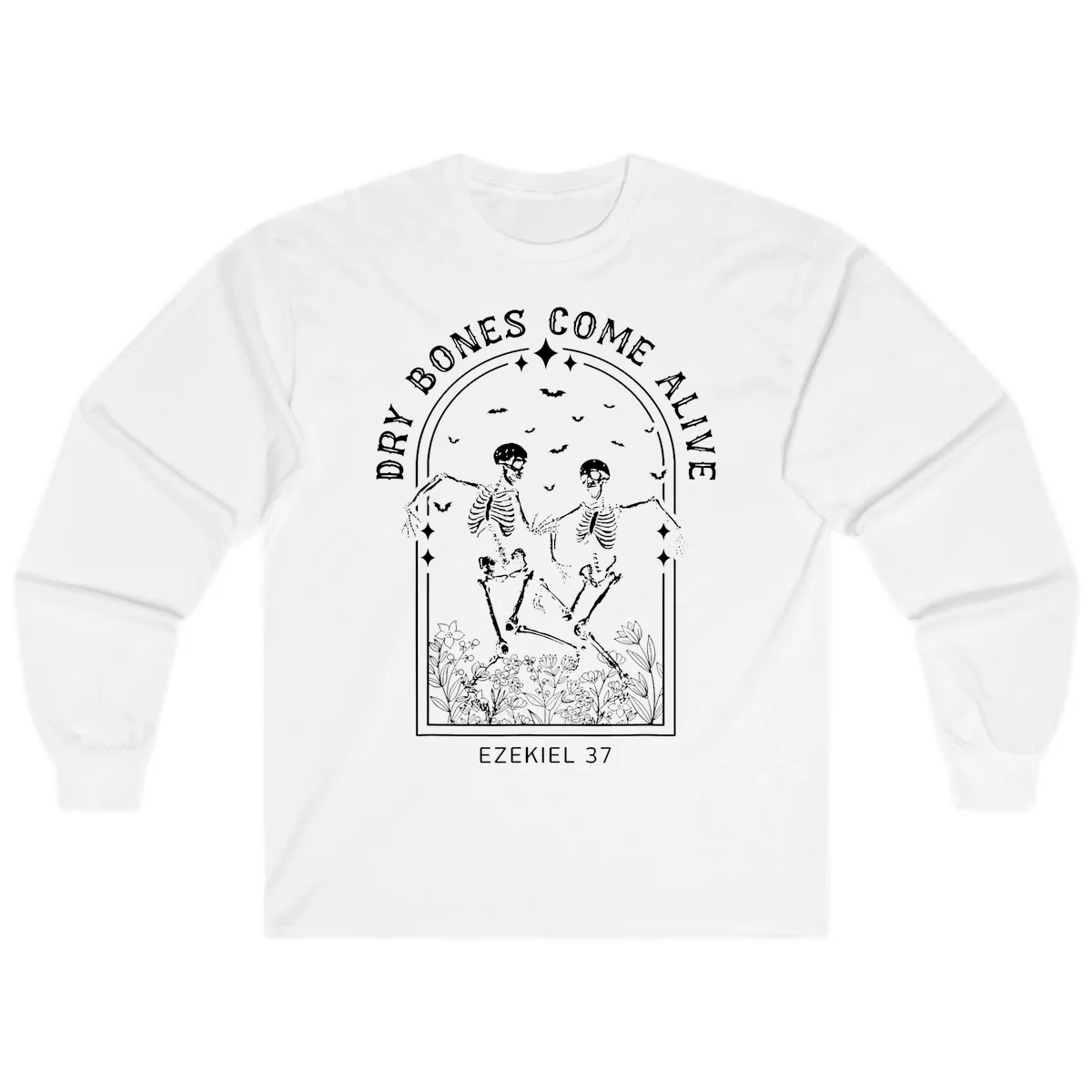 Dry Bones Come Alive Halloween Art Long Sleeve in White