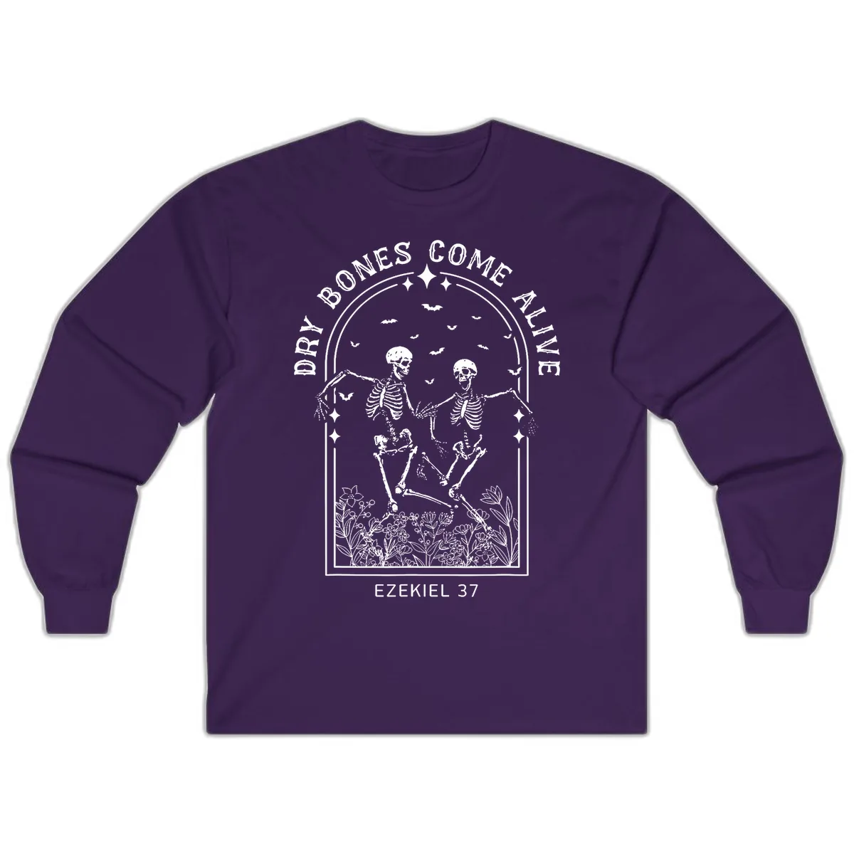 Dry Bones Come Alive Halloween Art Long Sleeve in Purple