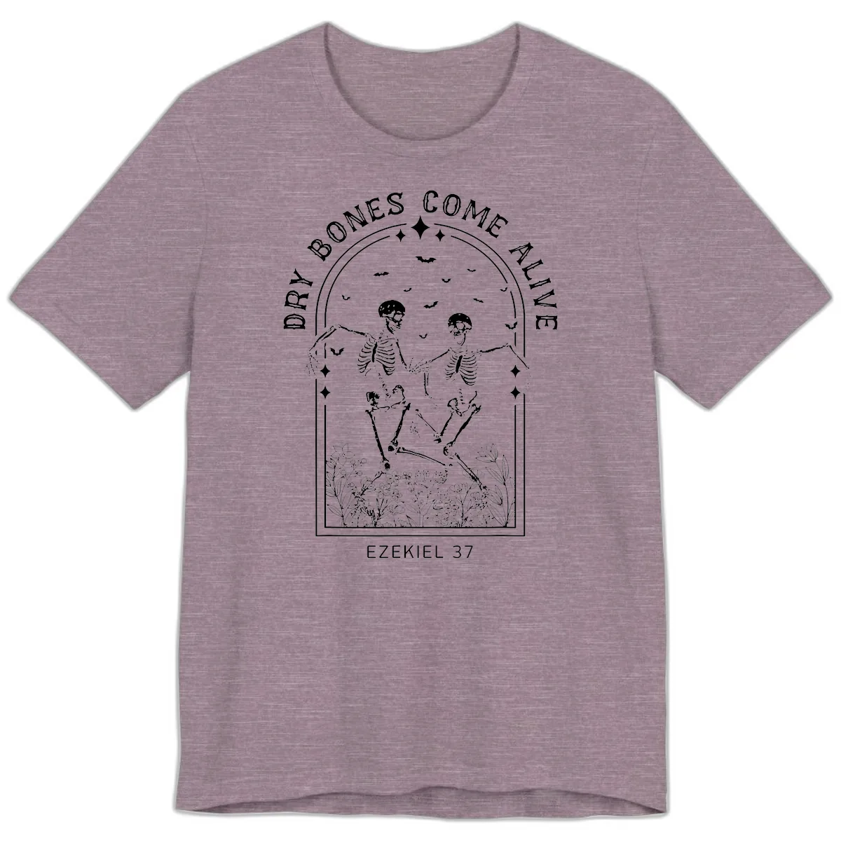 Dry Bones Come Alive Halloween Art Premium T-Shirt in Heather Purple