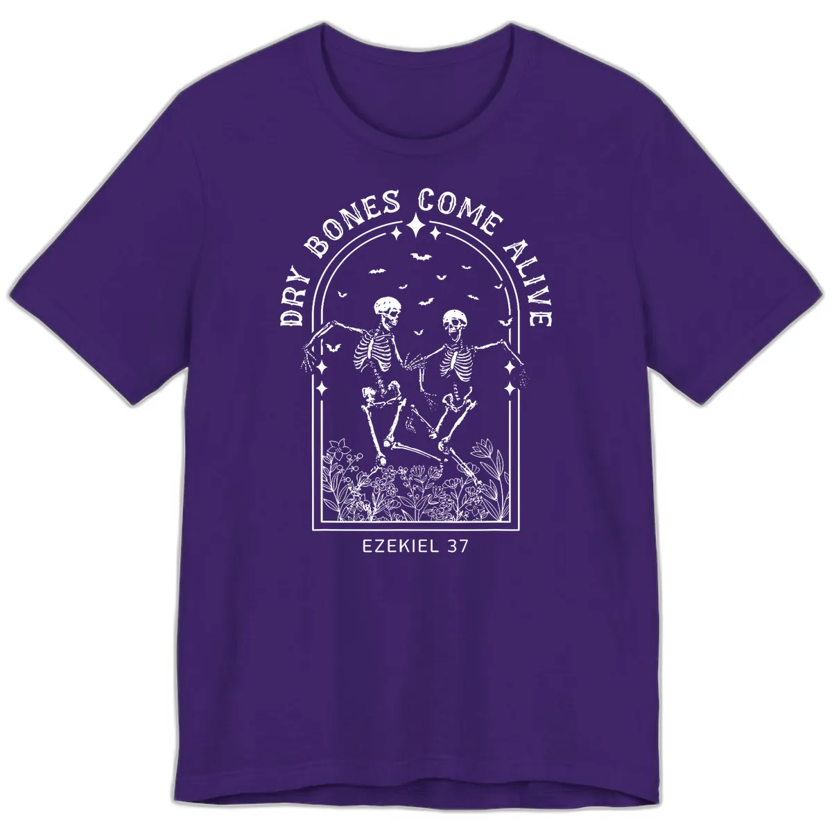 Dry Bones Come Alive Halloween Art Premium T-Shirt in Team Purple