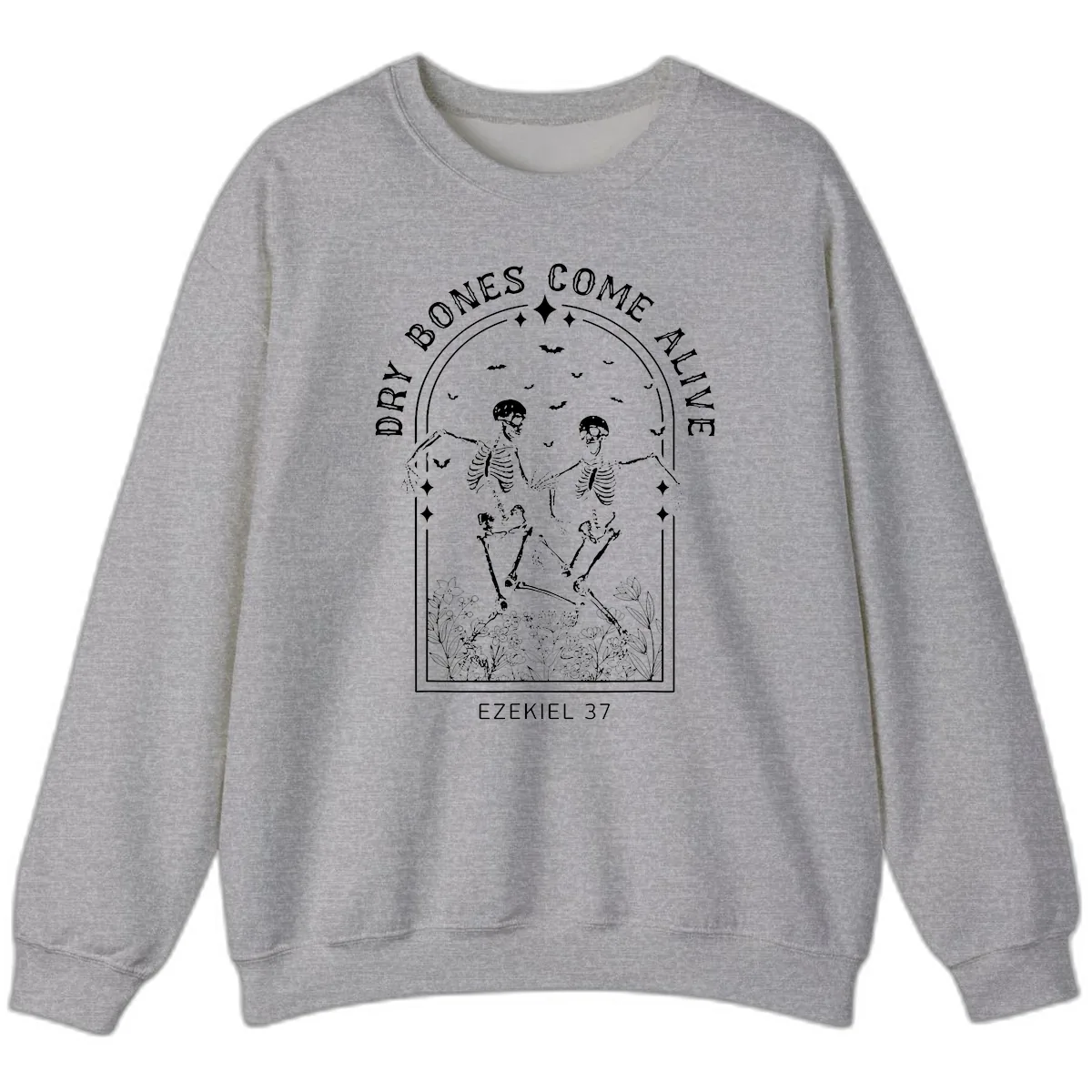 Dry Bones Come Alive Halloween Art Sweatshirt in Sport Grey