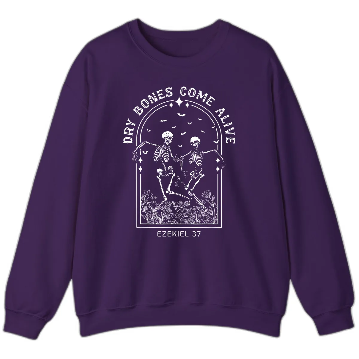 Dry Bones Come Alive Halloween Art Sweatshirt in Purple