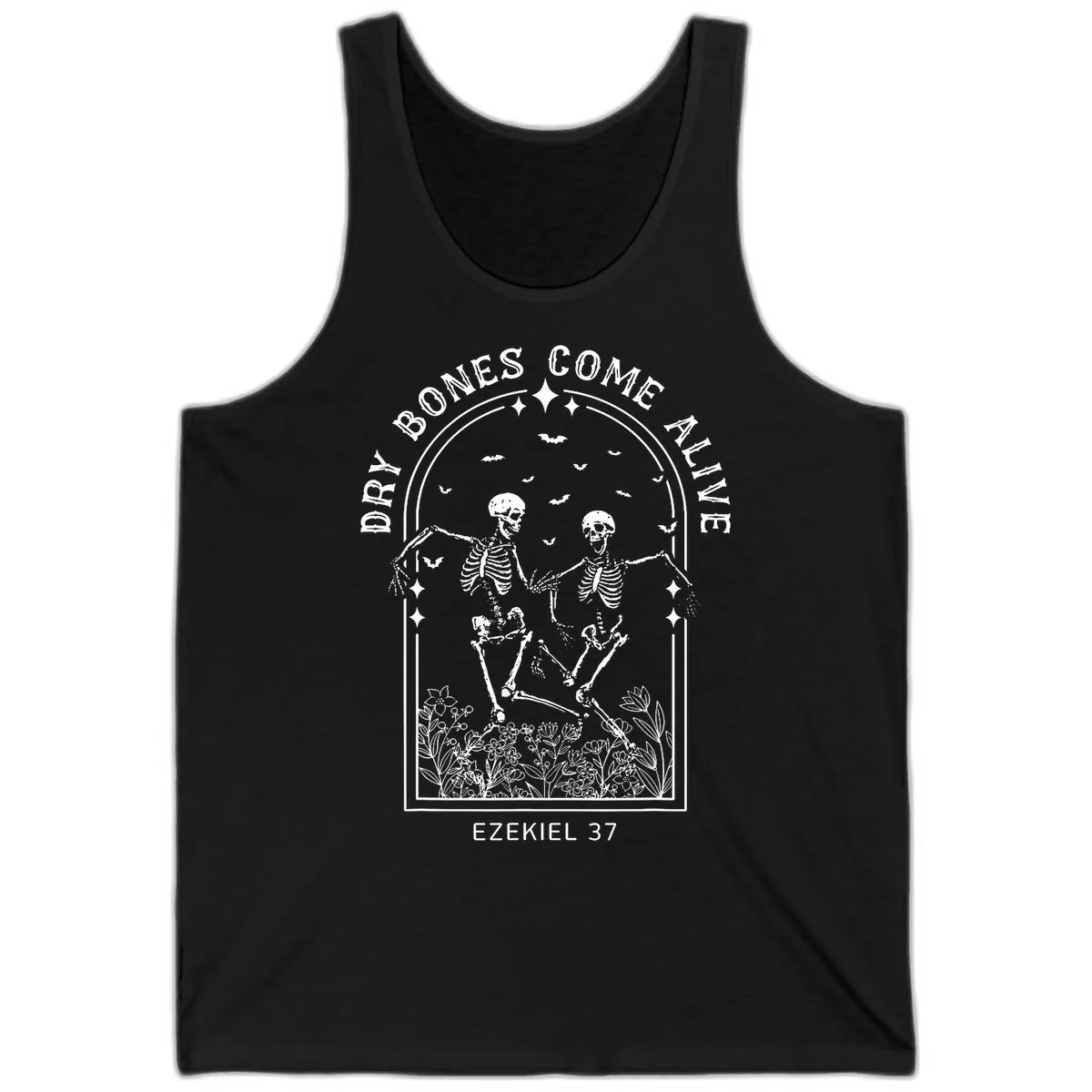 Dry Bones Come Alive Halloween Art Tank in Black