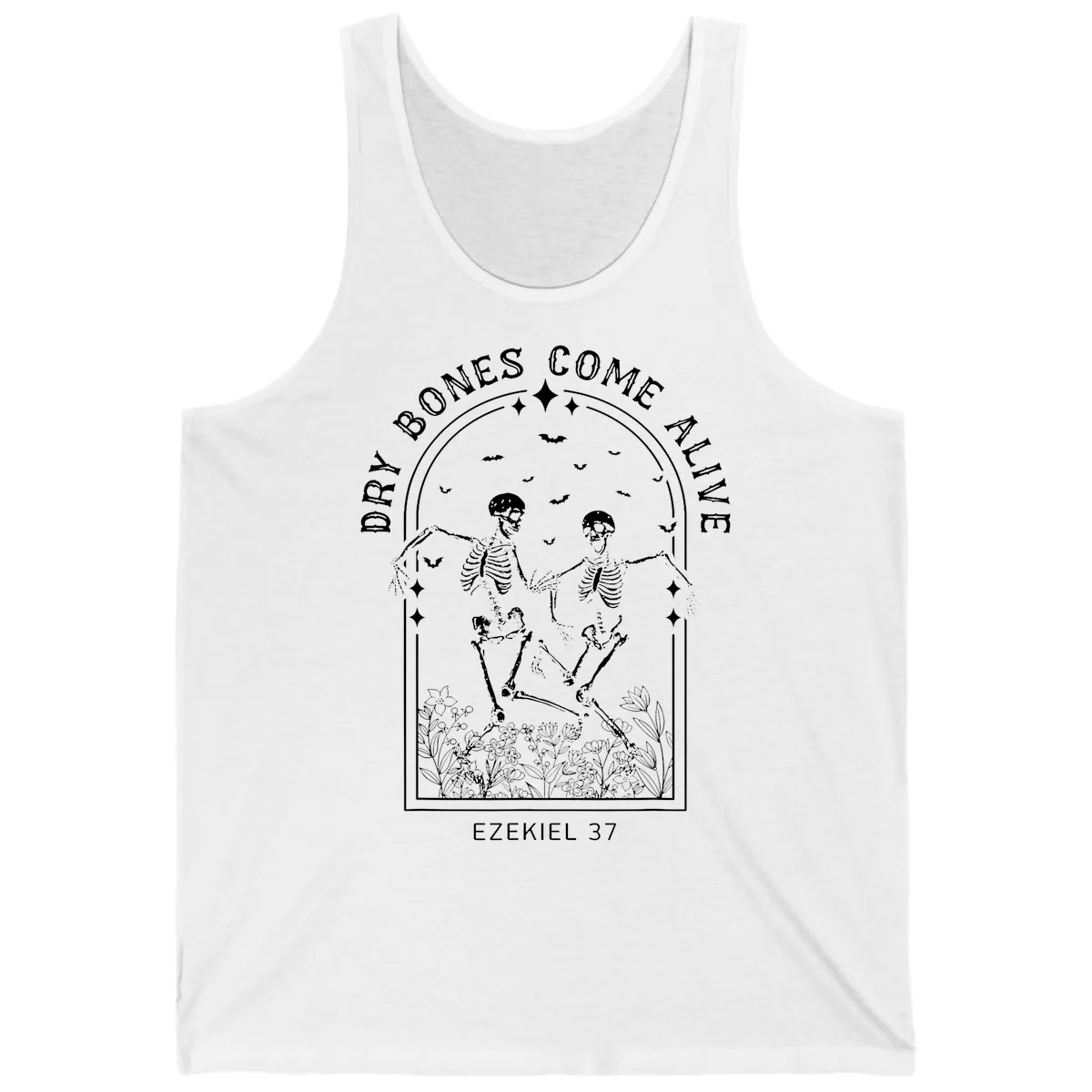Dry Bones Come Alive Halloween Art Tank in White