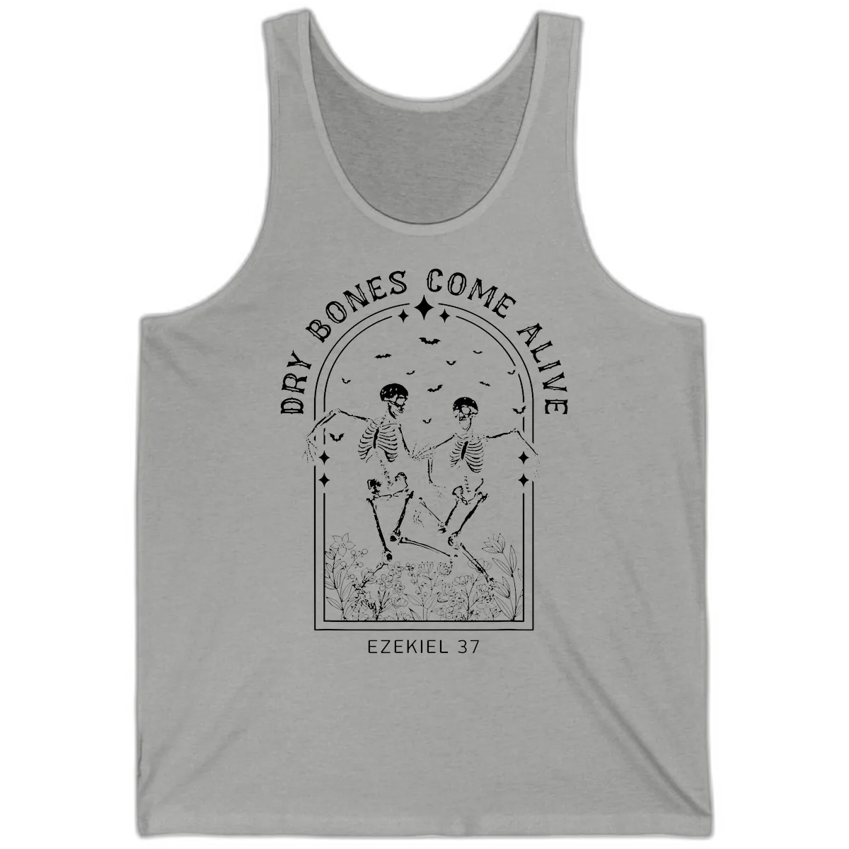 Dry Bones Come Alive Halloween Art Tank in Athletic Heather