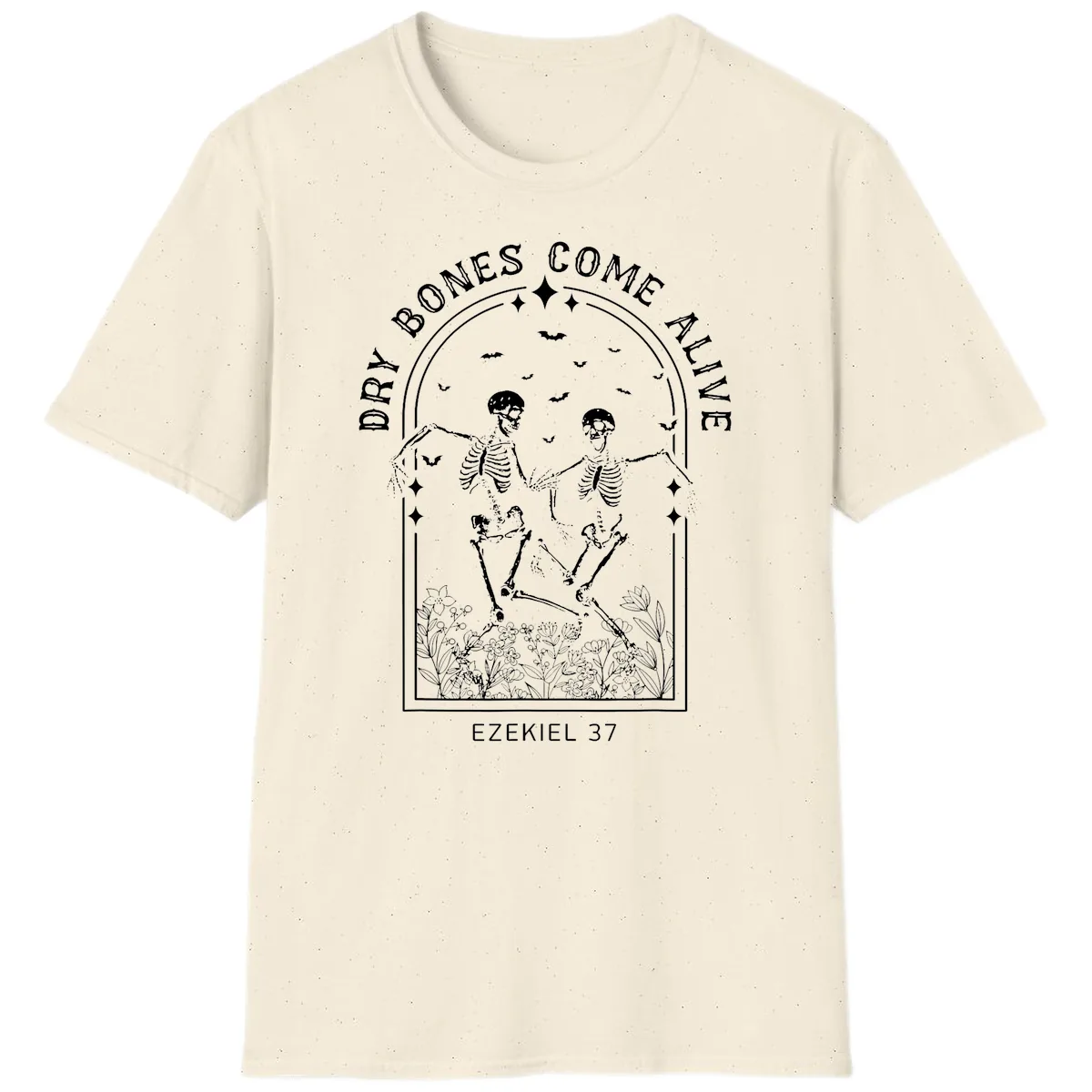 Dry Bones Come Alive Halloween Art T-Shirt in Natural