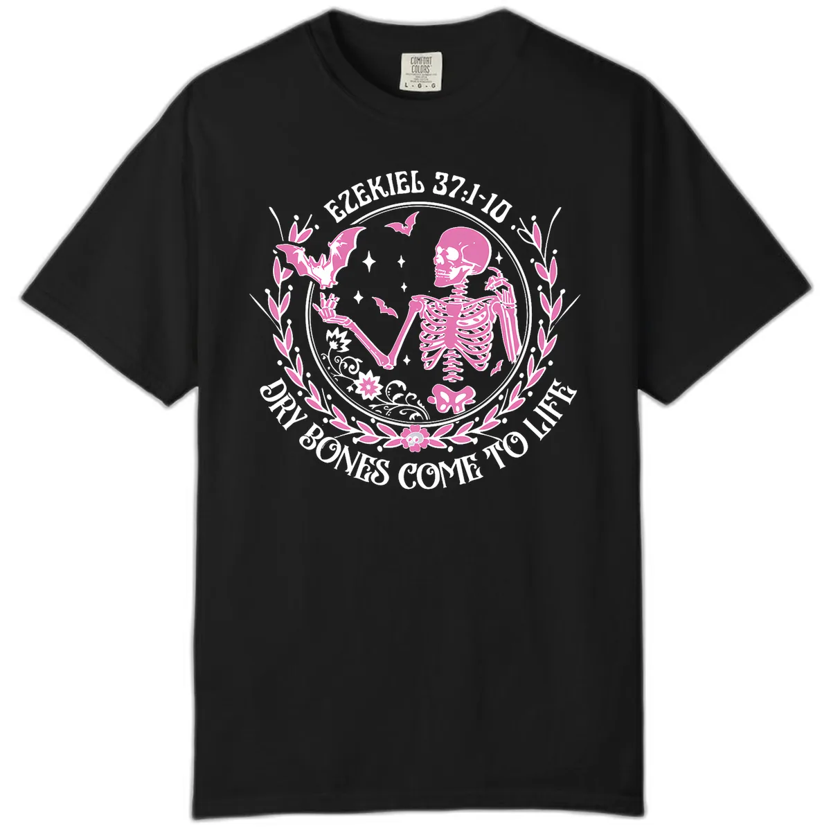 Dry Bones Come To Life Religious Art Comfort Color in Black