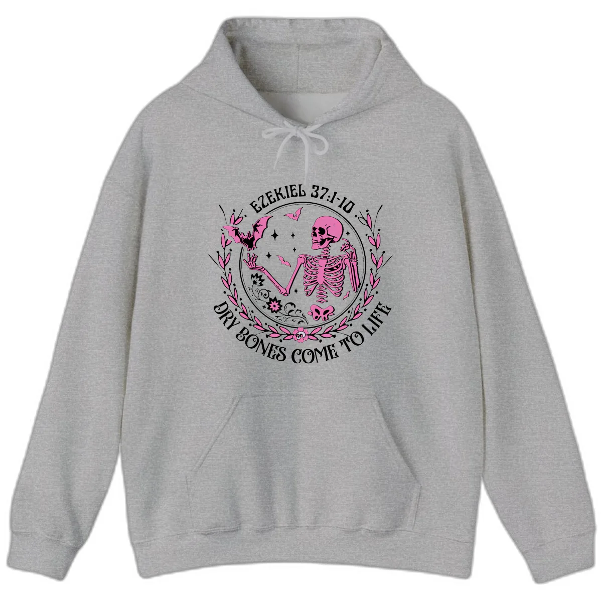 Dry Bones Come To Life Religious Art Hoodie in Sport Grey