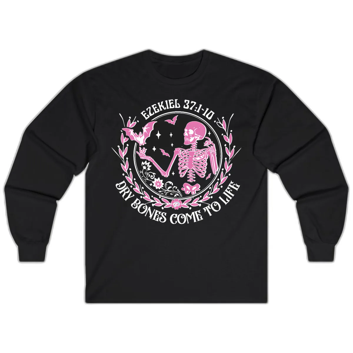 Dry Bones Come To Life Religious Art Long Sleeve in Black