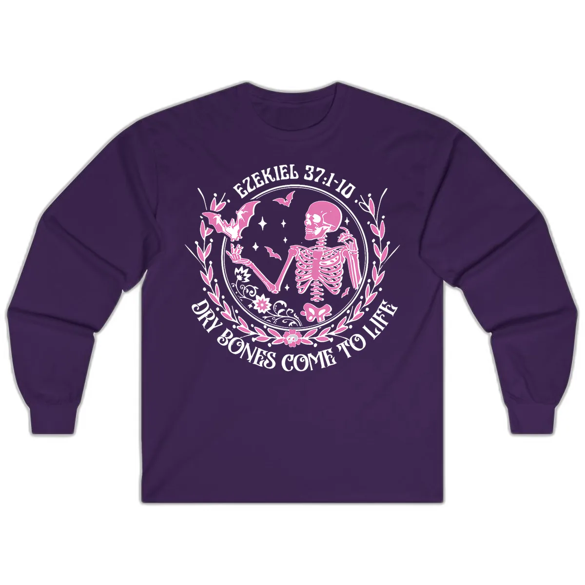 Dry Bones Come To Life Religious Art Long Sleeve in Purple