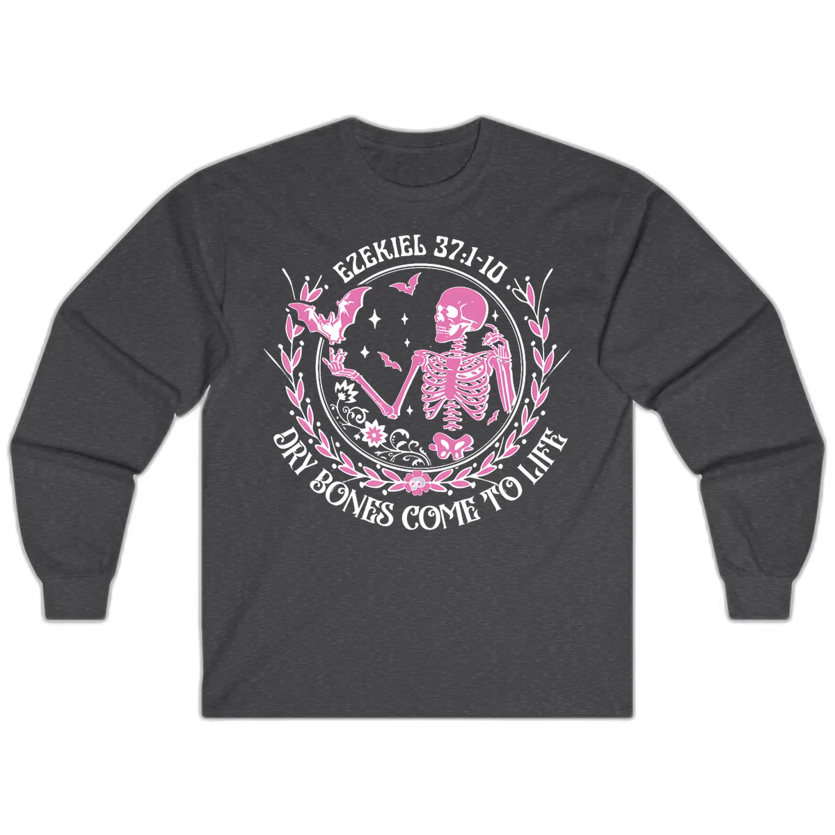 Dry Bones Come To Life Religious Art Long Sleeve in Dark Heather
