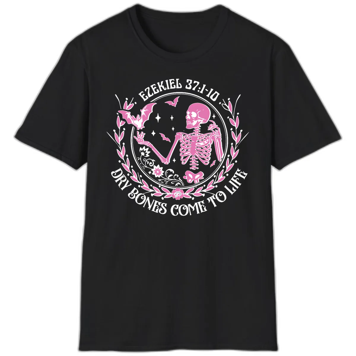 Dry Bones Come To Life Religious Art T-Shirt in Black