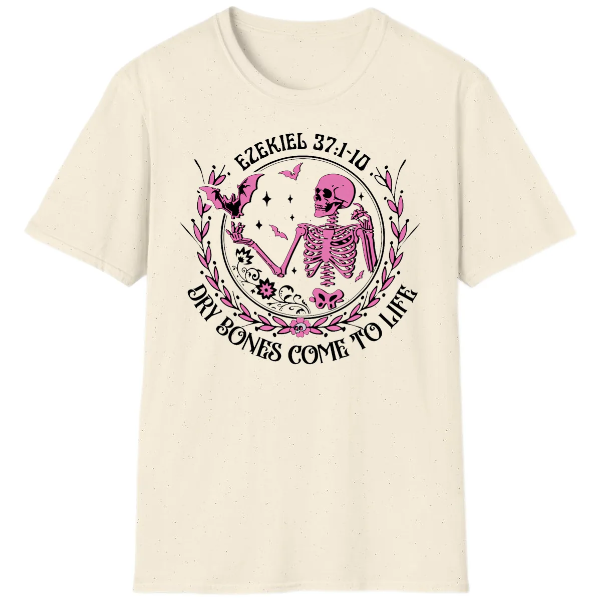 Dry Bones Come To Life Religious Art T-Shirt in Natural
