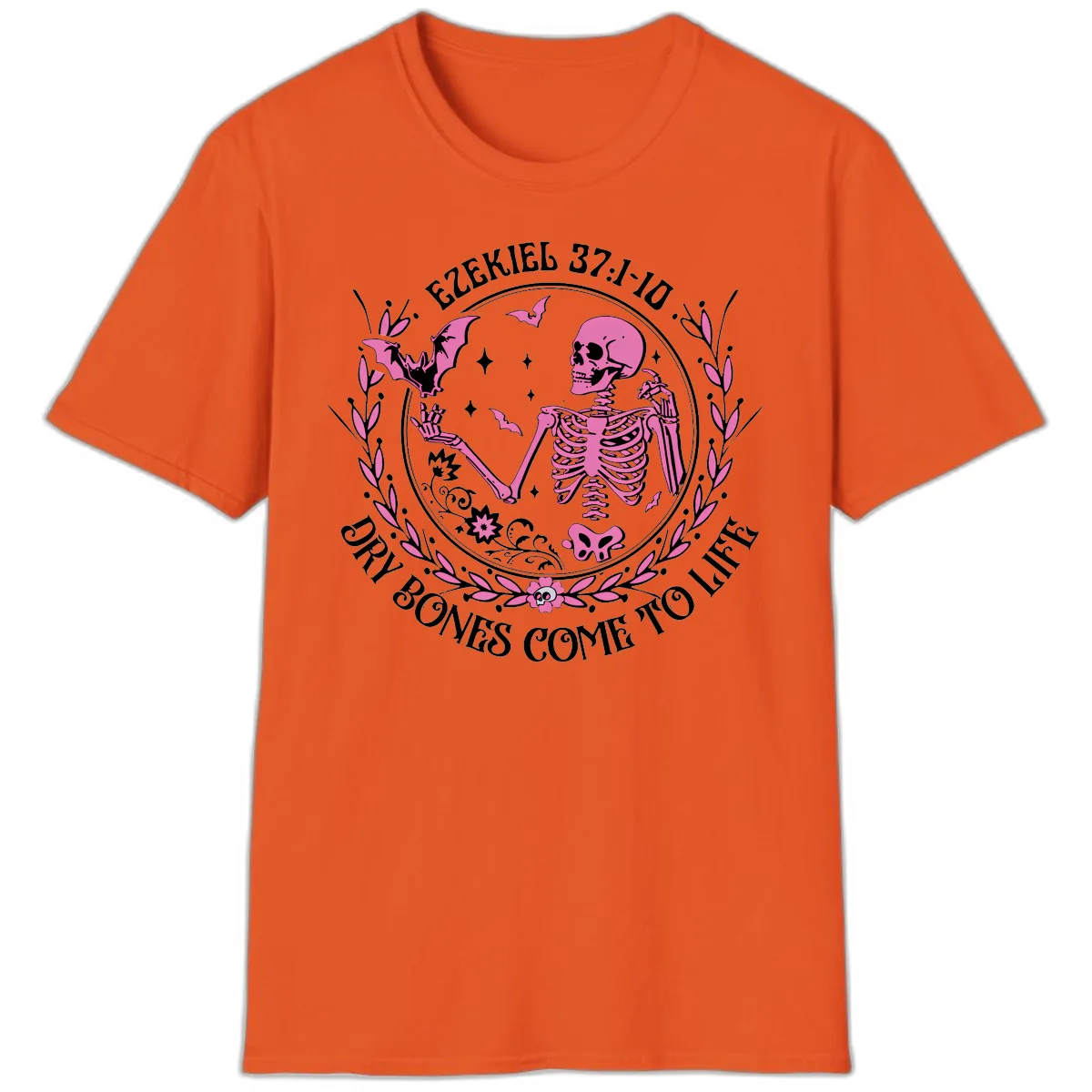 Dry Bones Come To Life Religious Art T-Shirt in Orange