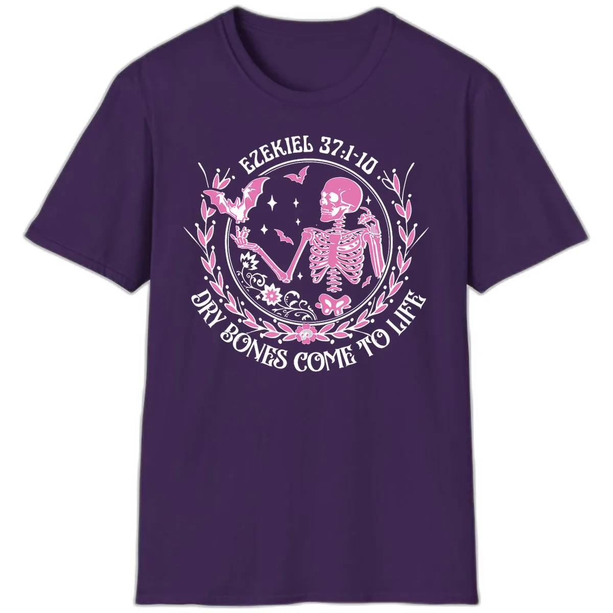 Dry Bones Come To Life Religious Art T-Shirt in Purple
