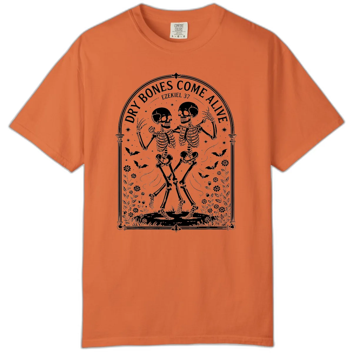Dry Bones Come Alive Skeletons Dancing Comfort Color in Burnt Orange