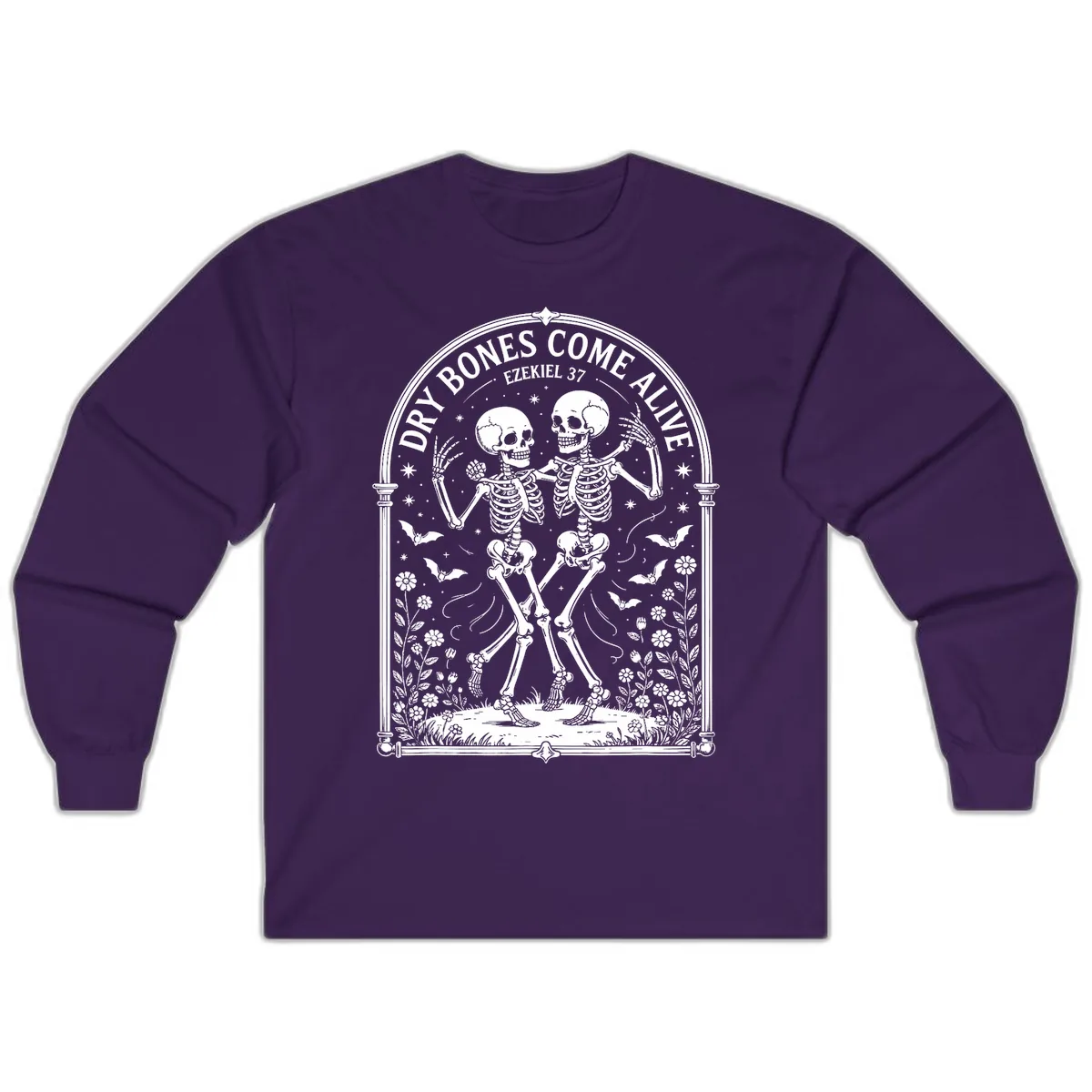 Dry Bones Come Alive Skeletons Dancing Long Sleeve in Purple