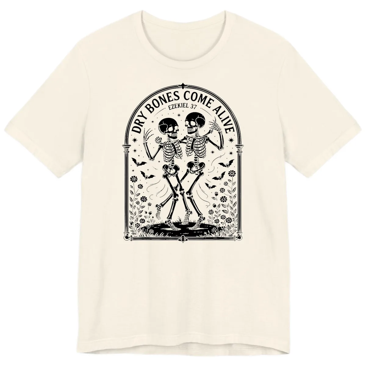 Dry Bones Come Alive Skeletons Dancing Premium T-Shirt in Natural