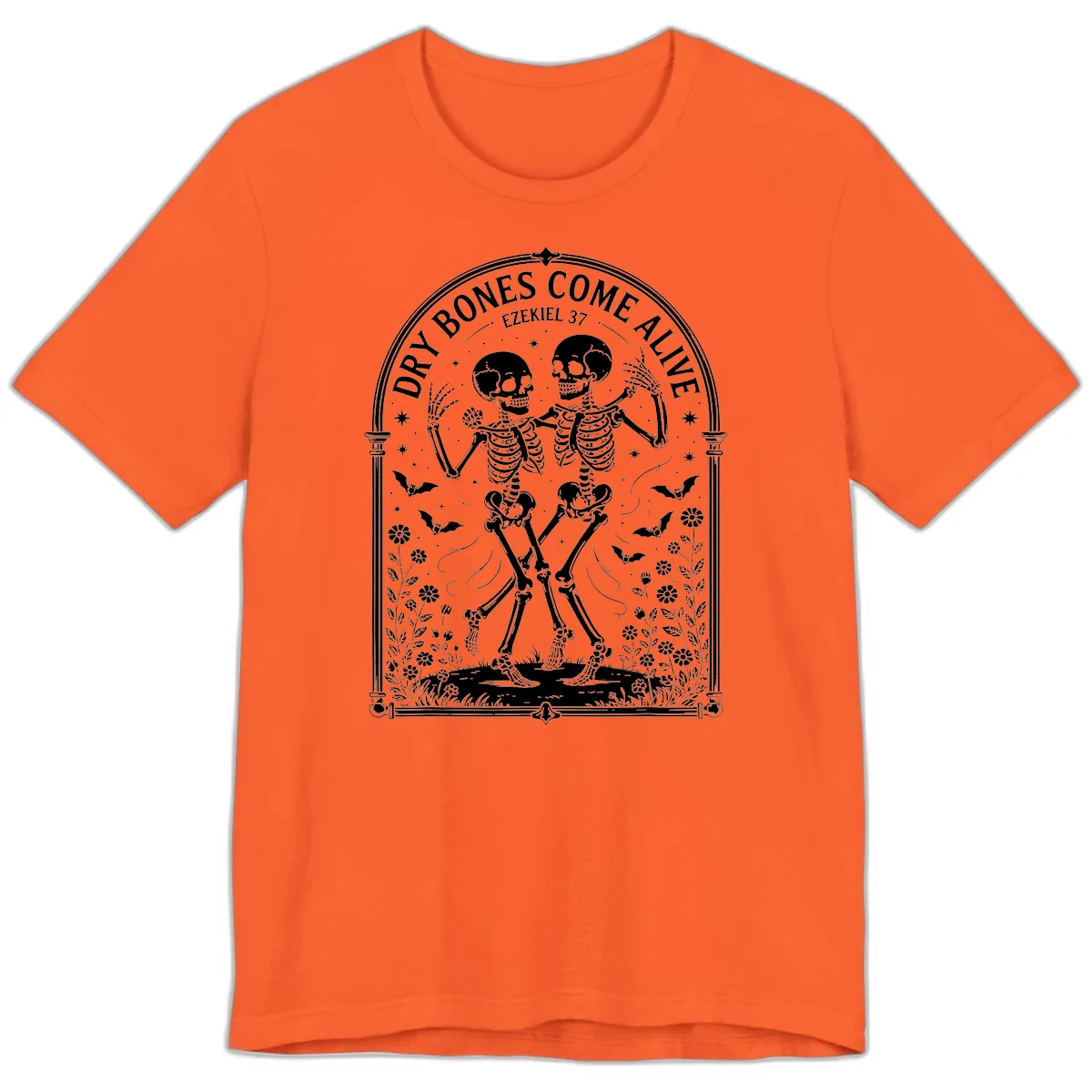 Dry Bones Come Alive Skeletons Dancing Premium T-Shirt in Orange