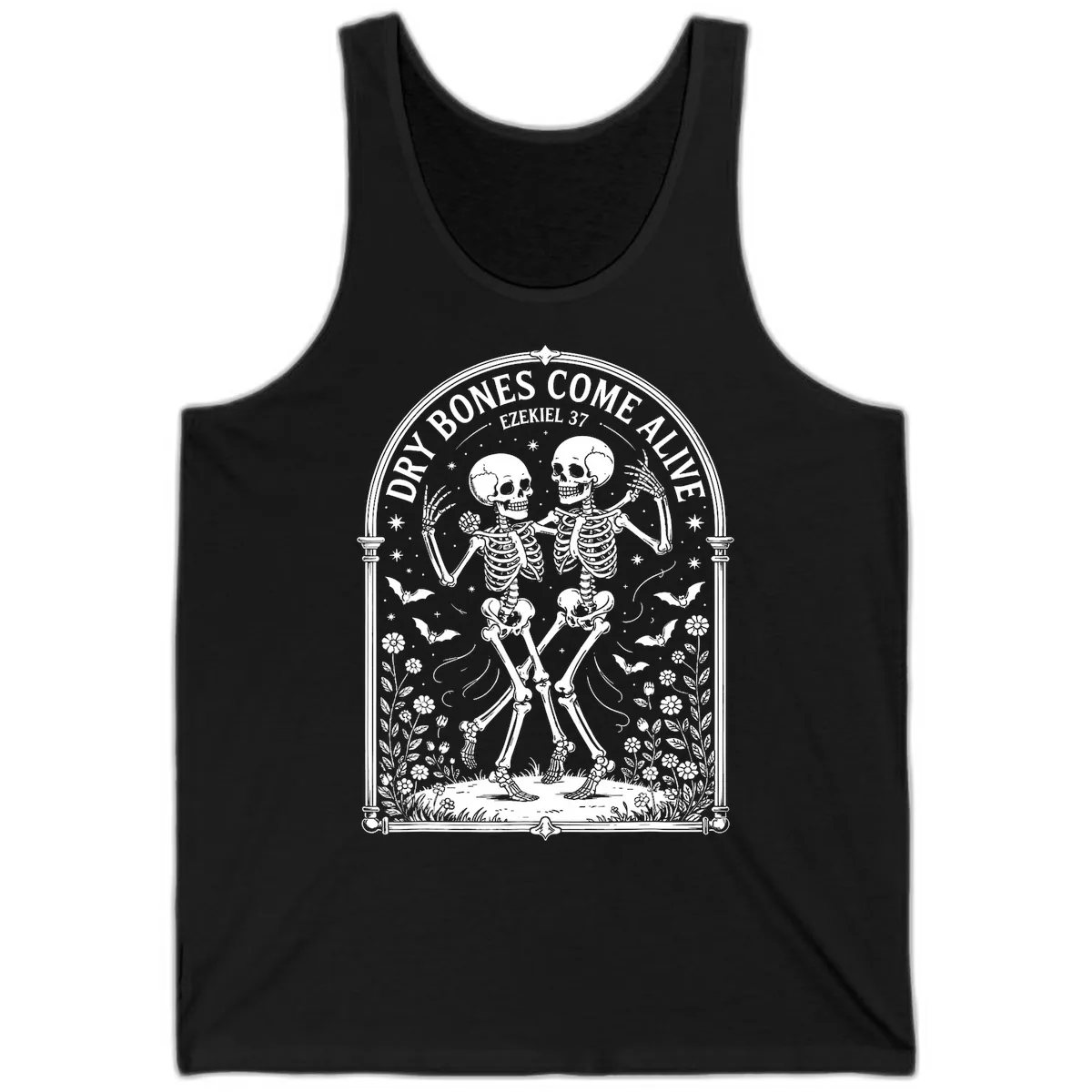 Dry Bones Come Alive Skeletons Dancing Tank in Black