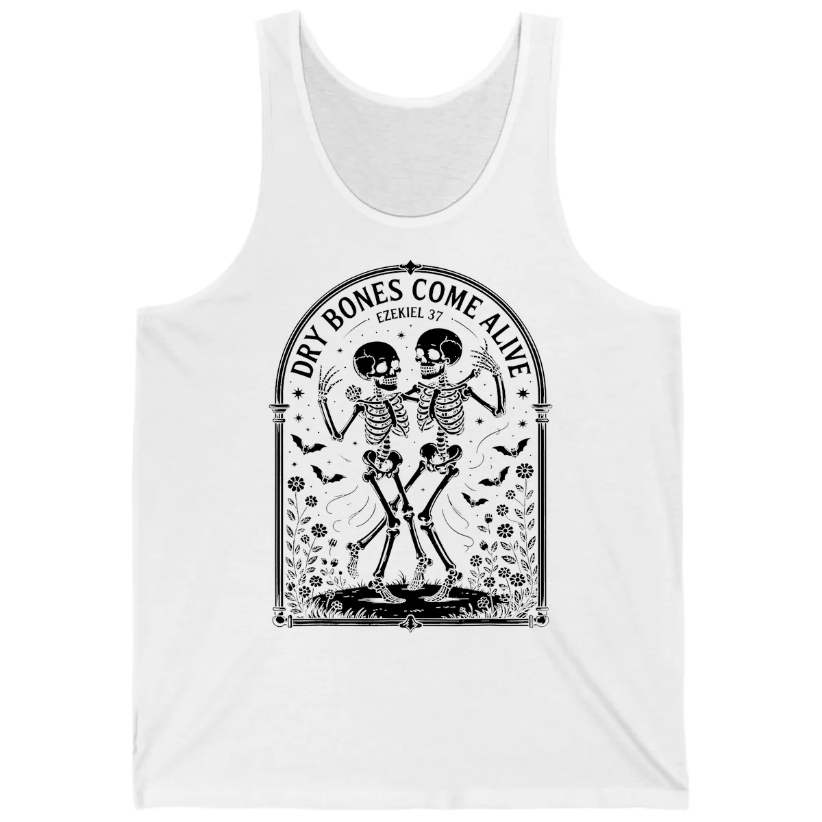 Dry Bones Come Alive Skeletons Dancing Tank in White