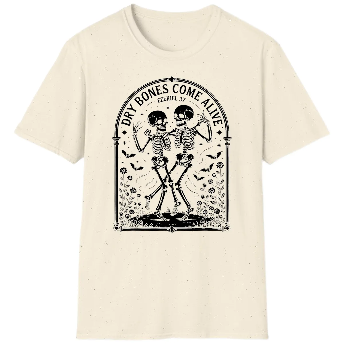 Dry Bones Come Alive Skeletons Dancing T-Shirt in Natural