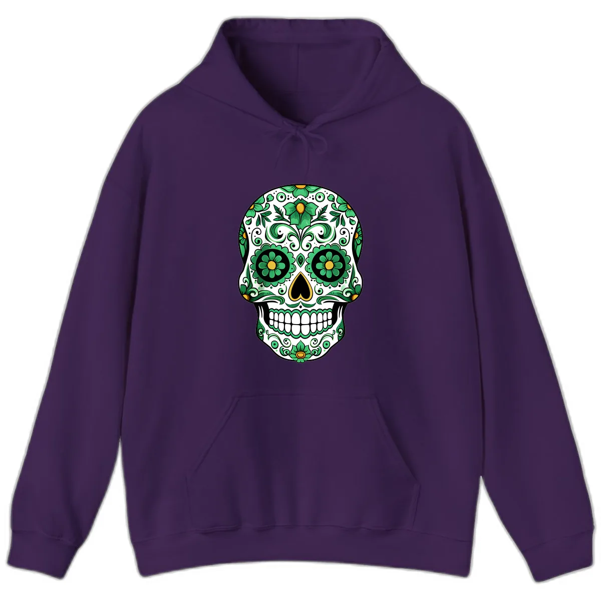 Emerald Calavera Sugar Skull Hoodie in Purple
