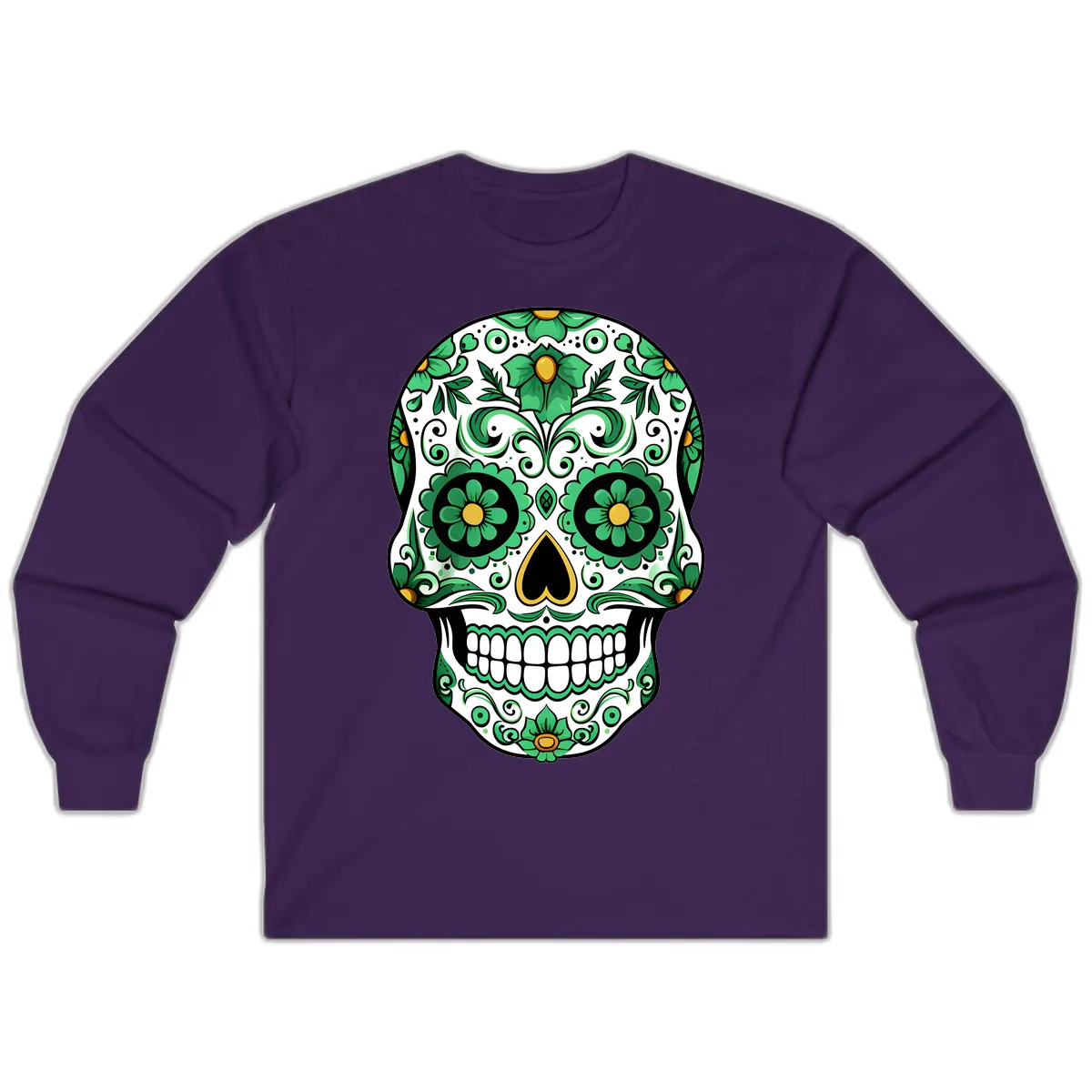 Emerald Calavera Sugar Skull Long Sleeve in Purple