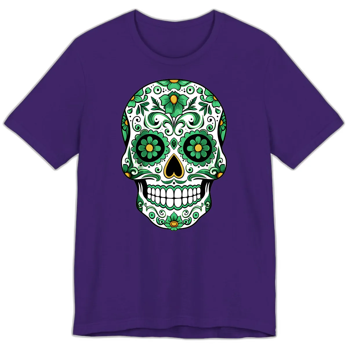 Emerald Calavera Sugar Skull Premium T-Shirt in Team Purple