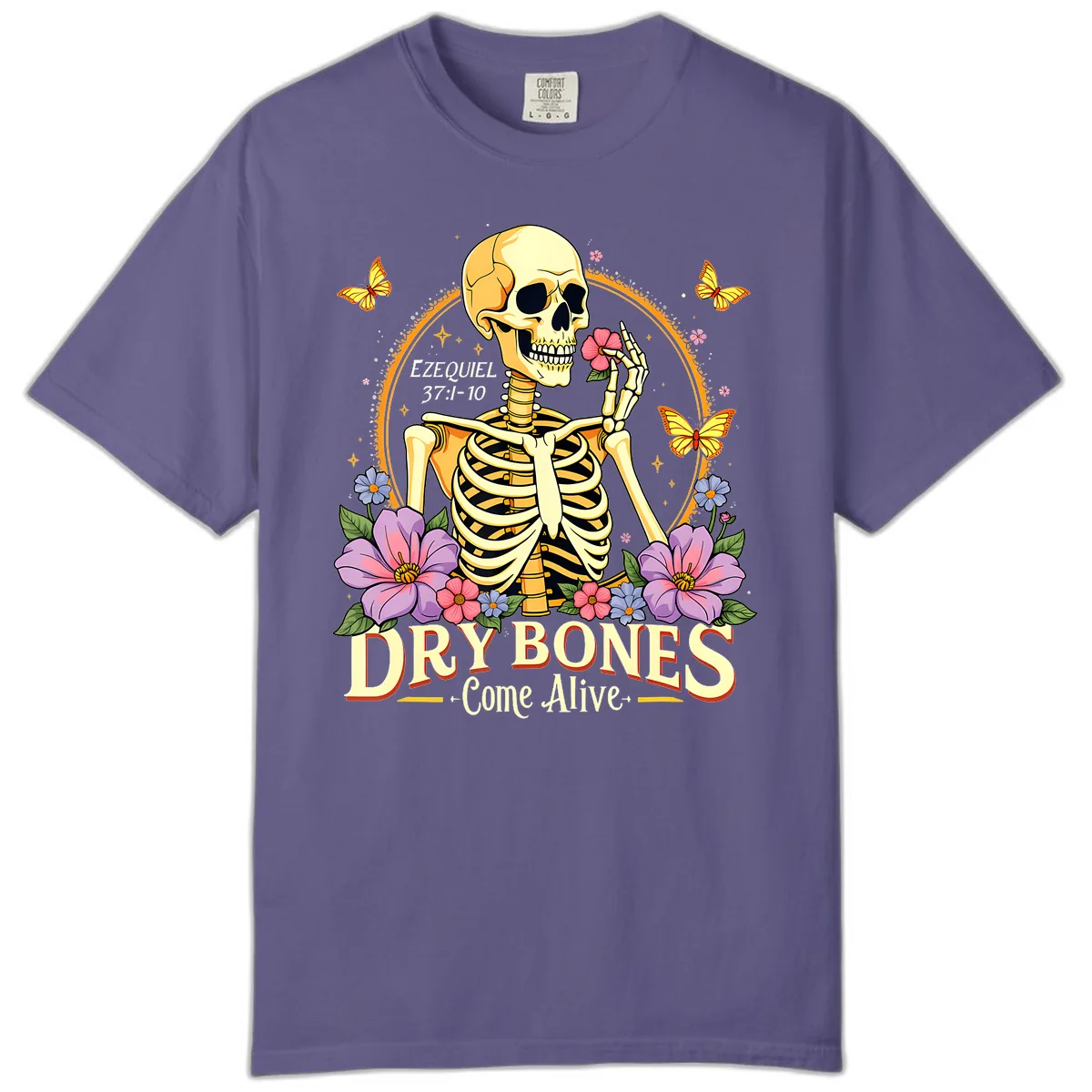 Dry Bones Come Alive Biblical Art Comfort Color in Grape