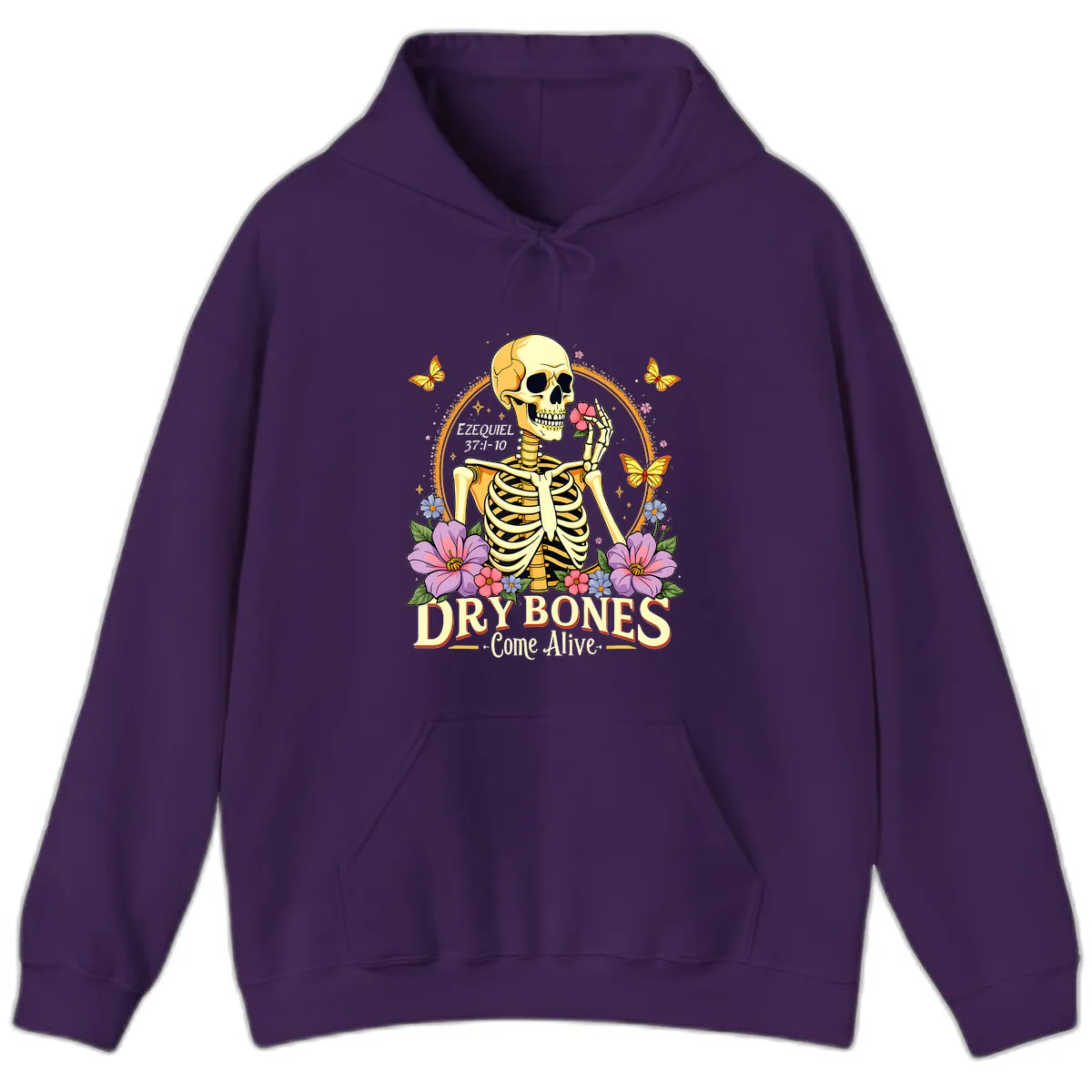 Dry Bones Come Alive Biblical Art Hoodie in Purple