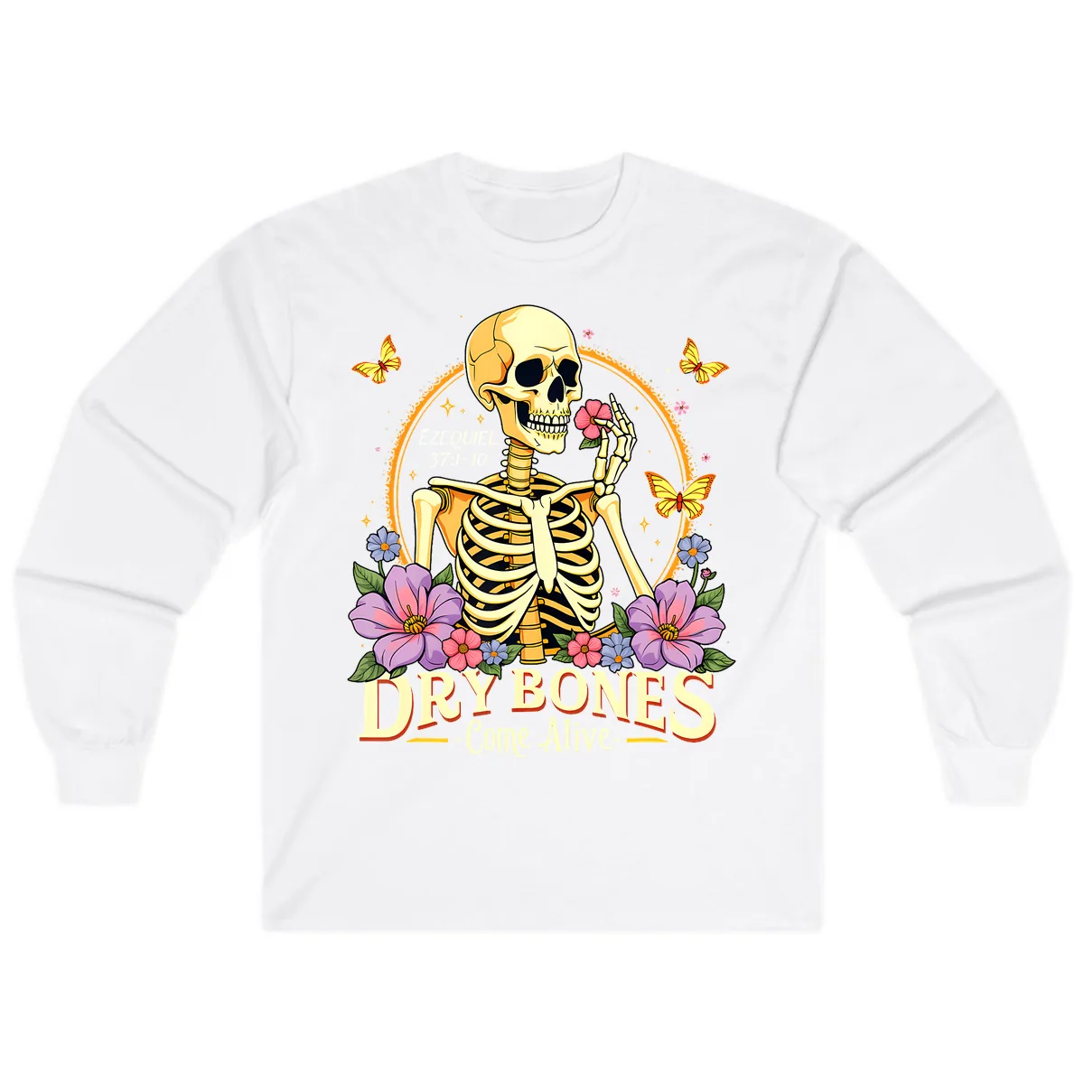 Dry Bones Come Alive Biblical Art Long Sleeve in White