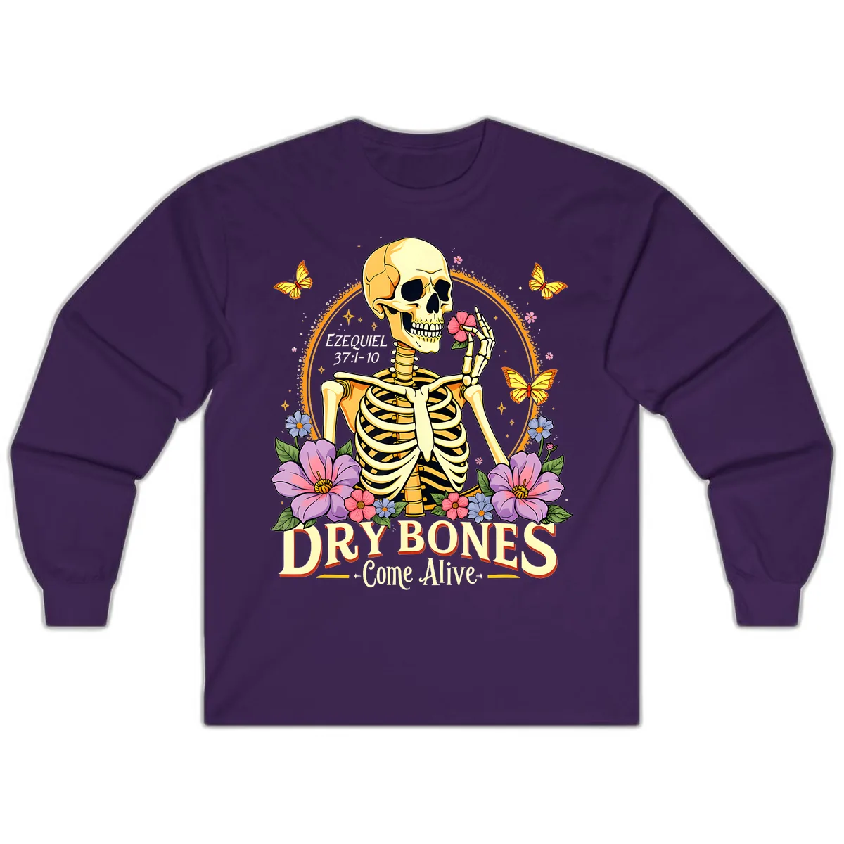 Dry Bones Come Alive Biblical Art Long Sleeve in Purple
