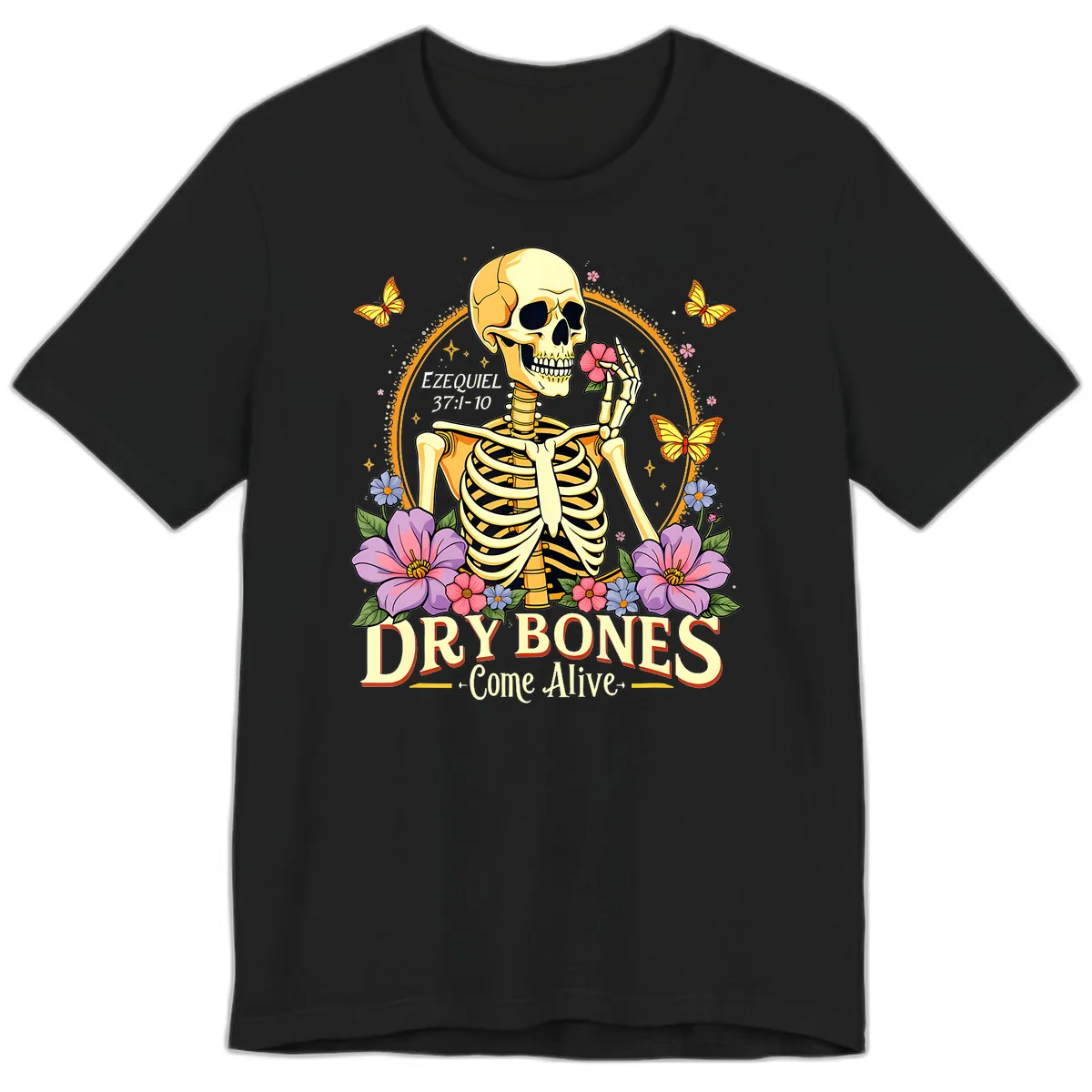 Dry Bones Come Alive Biblical Art Premium T-Shirt in Black