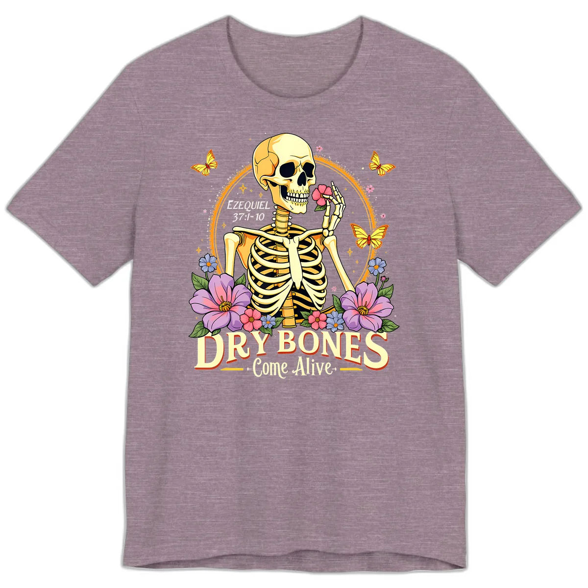 Dry Bones Come Alive Biblical Art Premium T-Shirt in Heather Purple