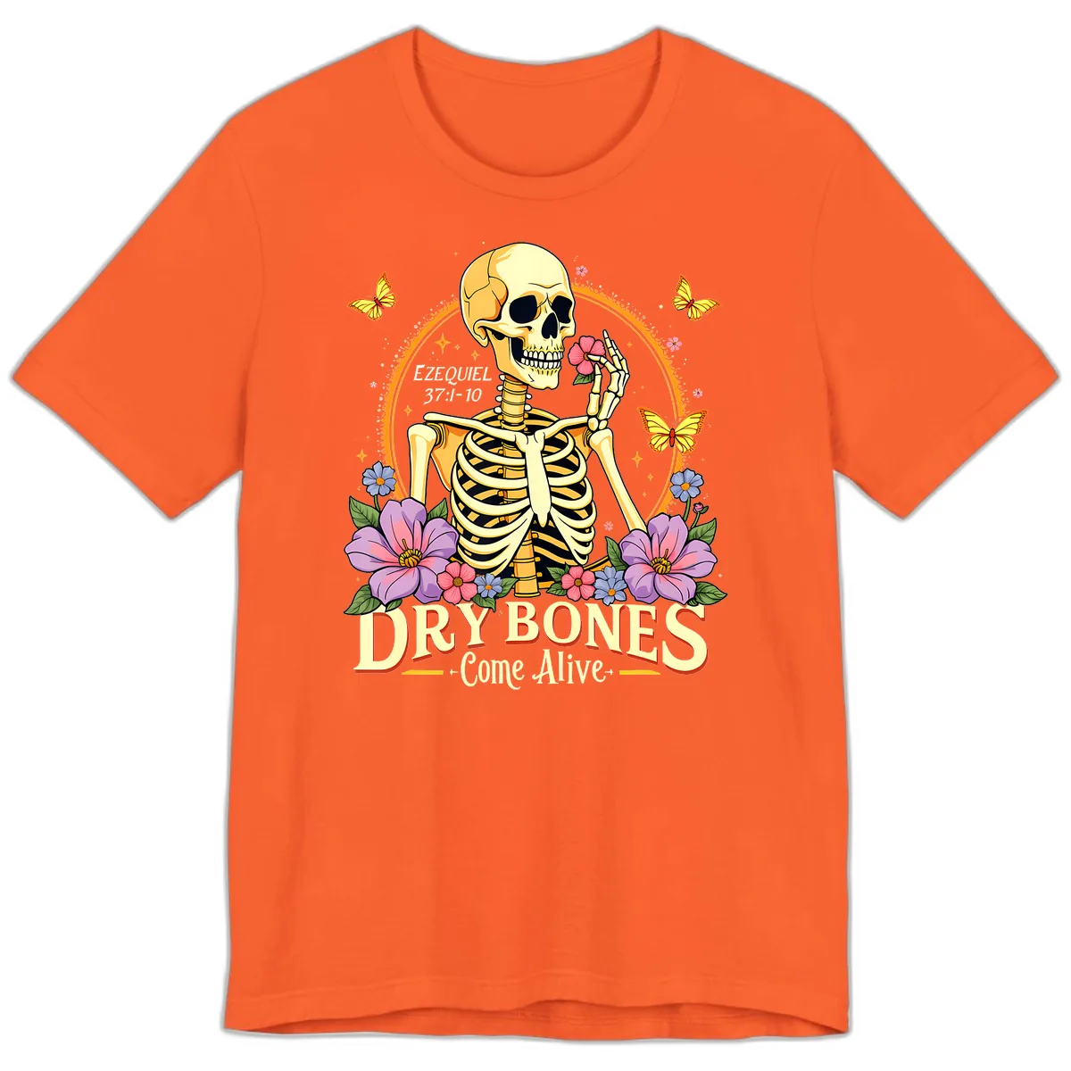 Dry Bones Come Alive Biblical Art Premium T-Shirt in Orange