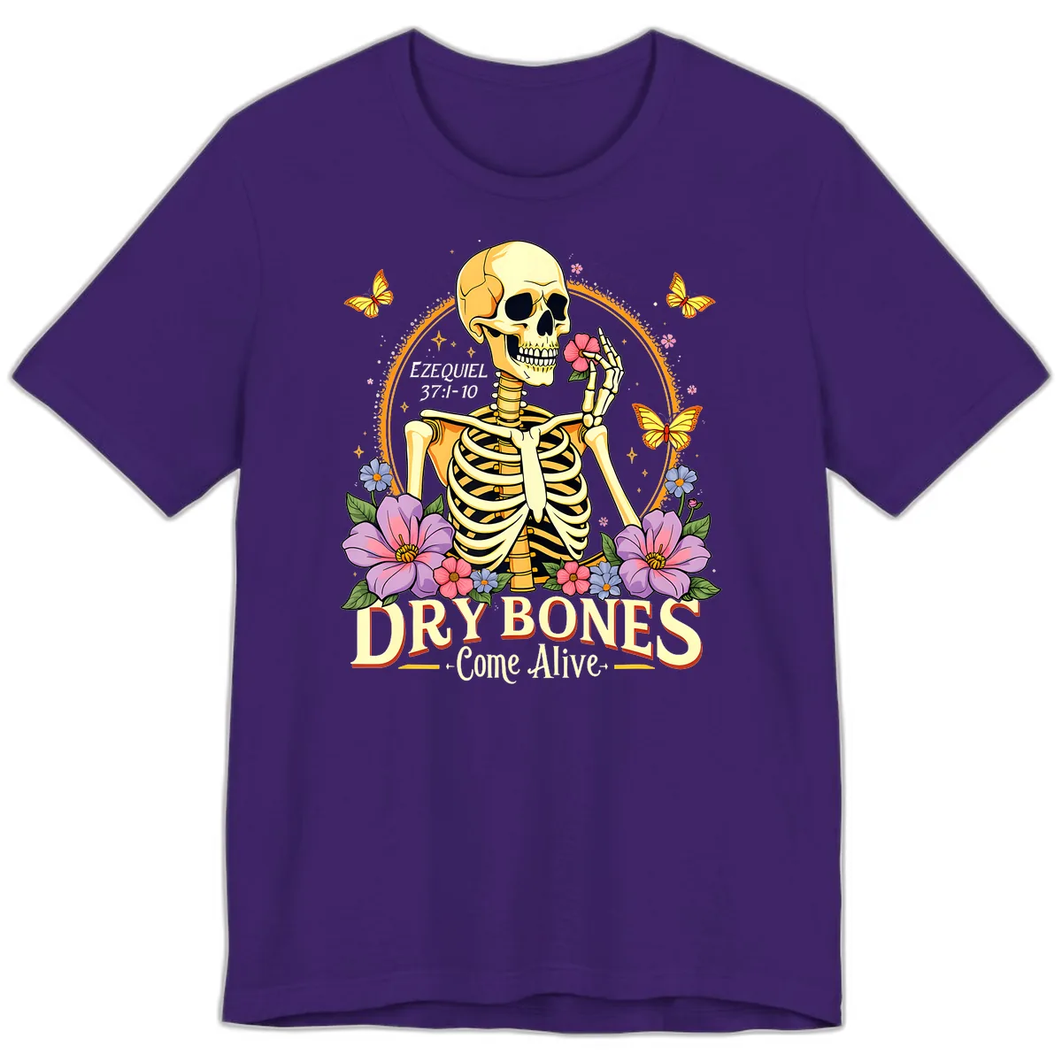 Dry Bones Come Alive Biblical Art Premium T-Shirt in Team Purple