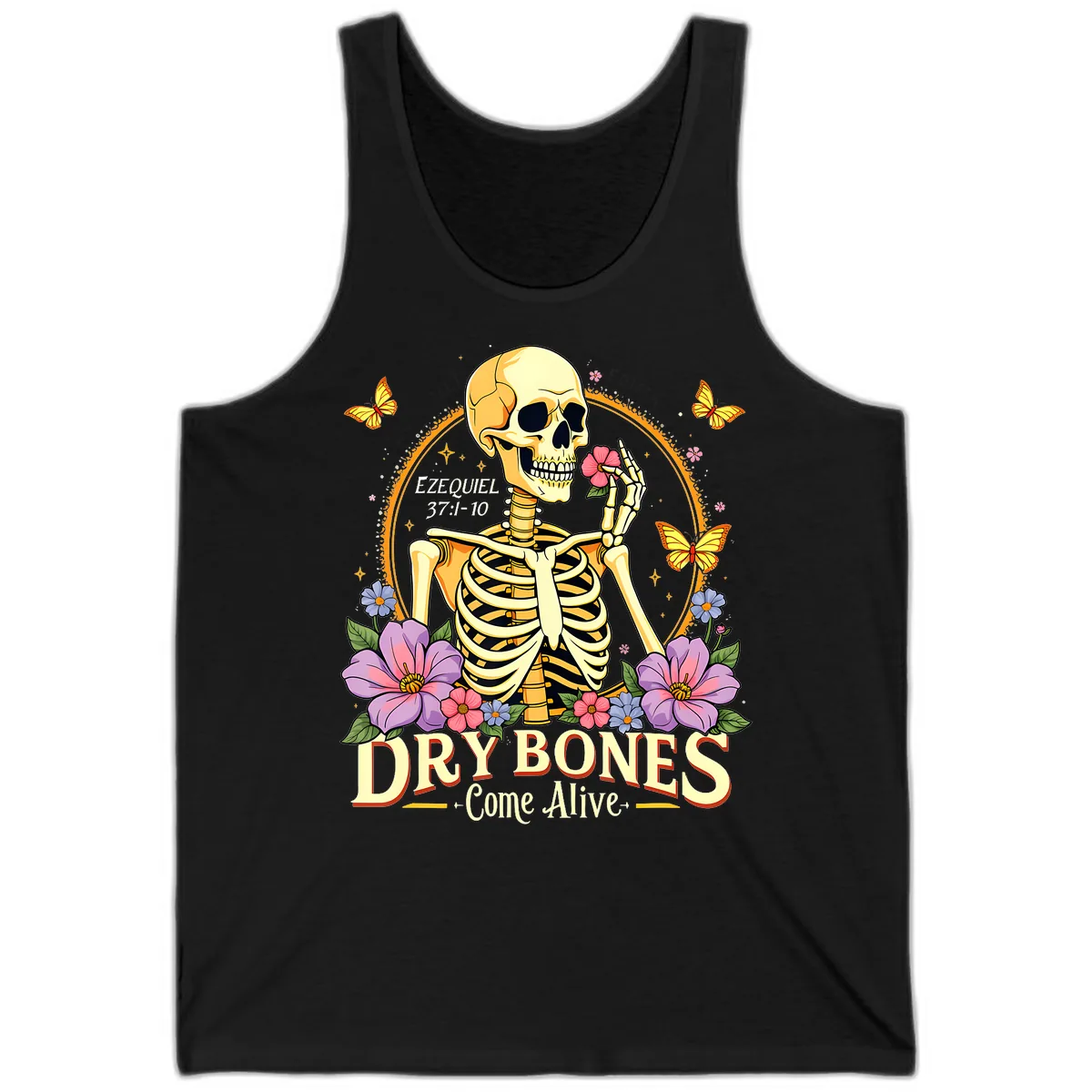 Dry Bones Come Alive Biblical Art Tank in Black